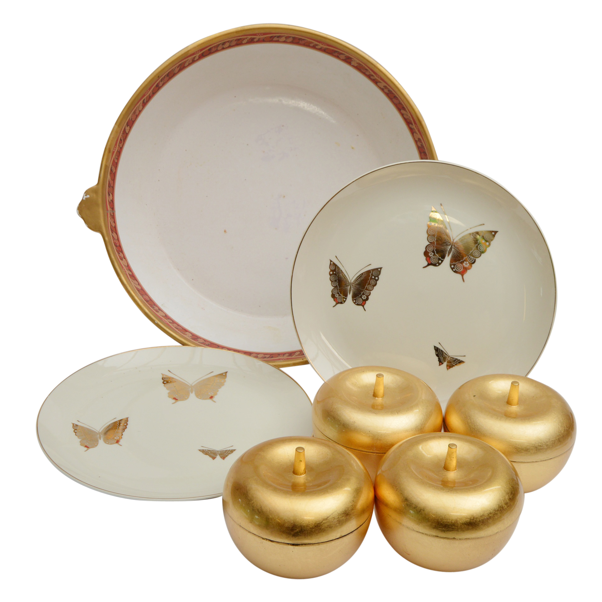 Japanese Lacquerware Boxes, Butterfly Plates