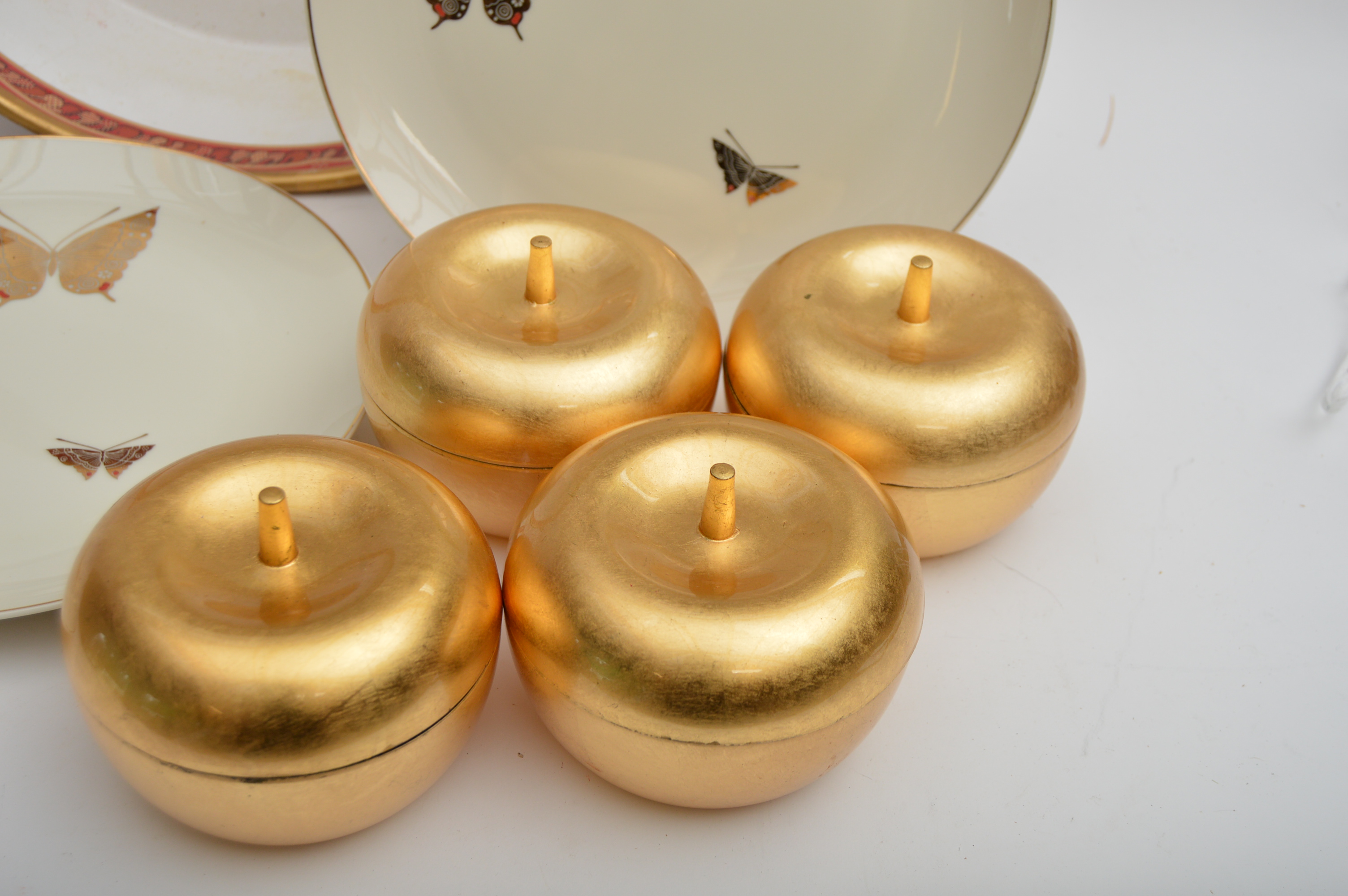 Japanese Lacquerware Boxes, Butterfly Plates