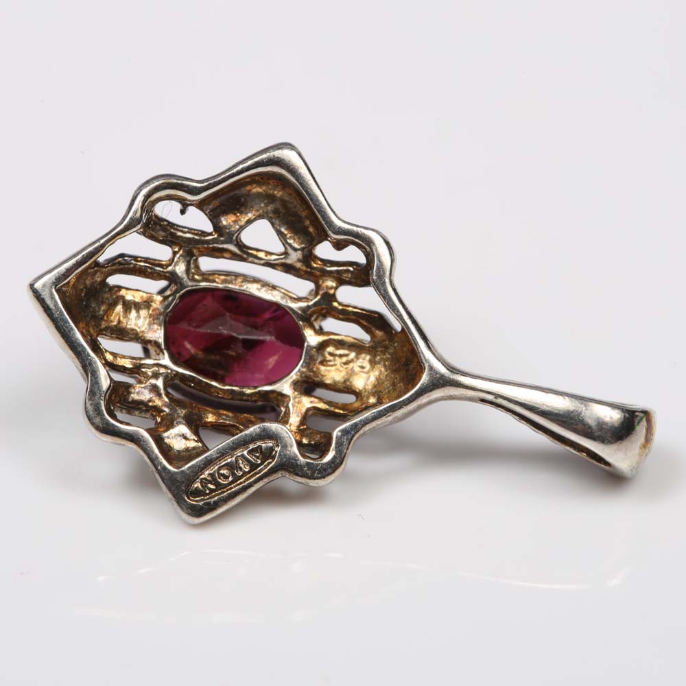 Sterling Silver and Garnet Open Pendant