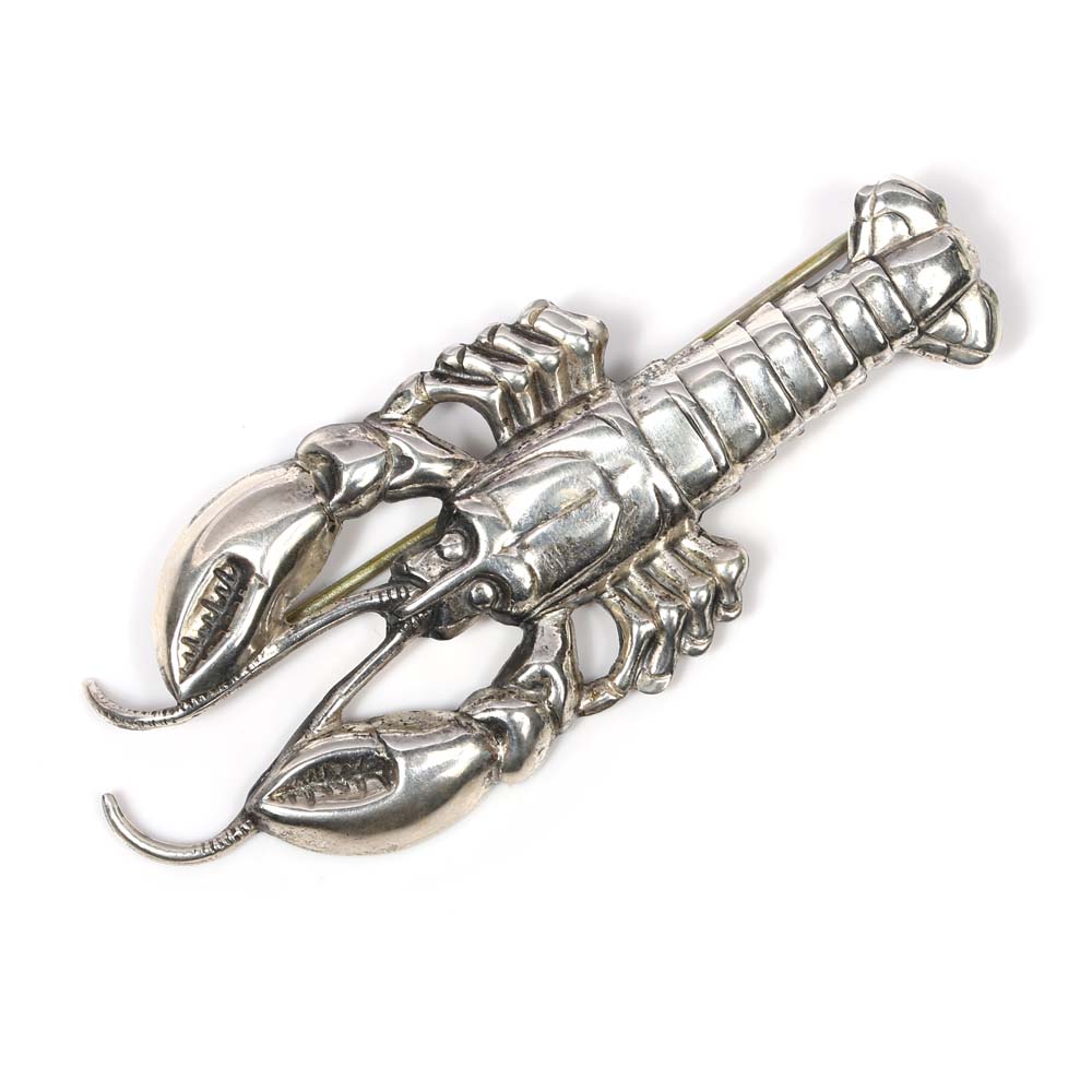 Sterling Silver Lobster Brooch