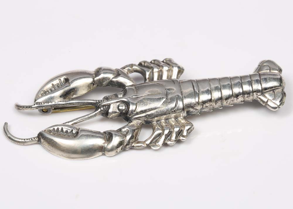 Sterling Silver Lobster Brooch