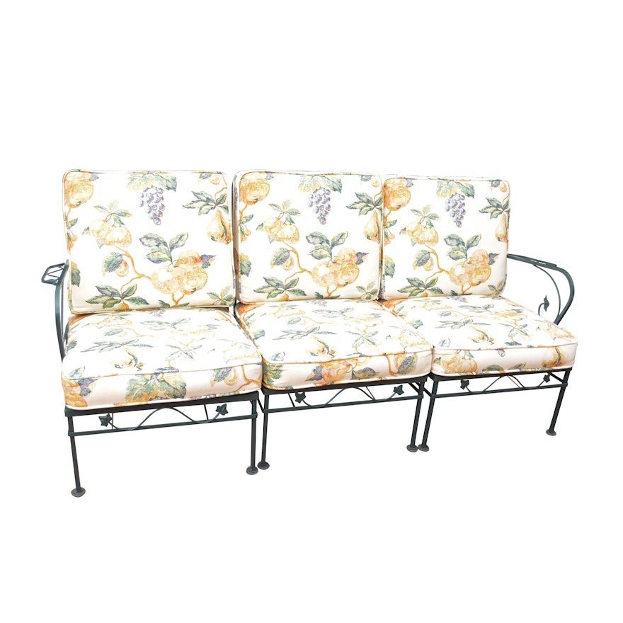 Foliate Motif Metal Patio Sectional Sofa