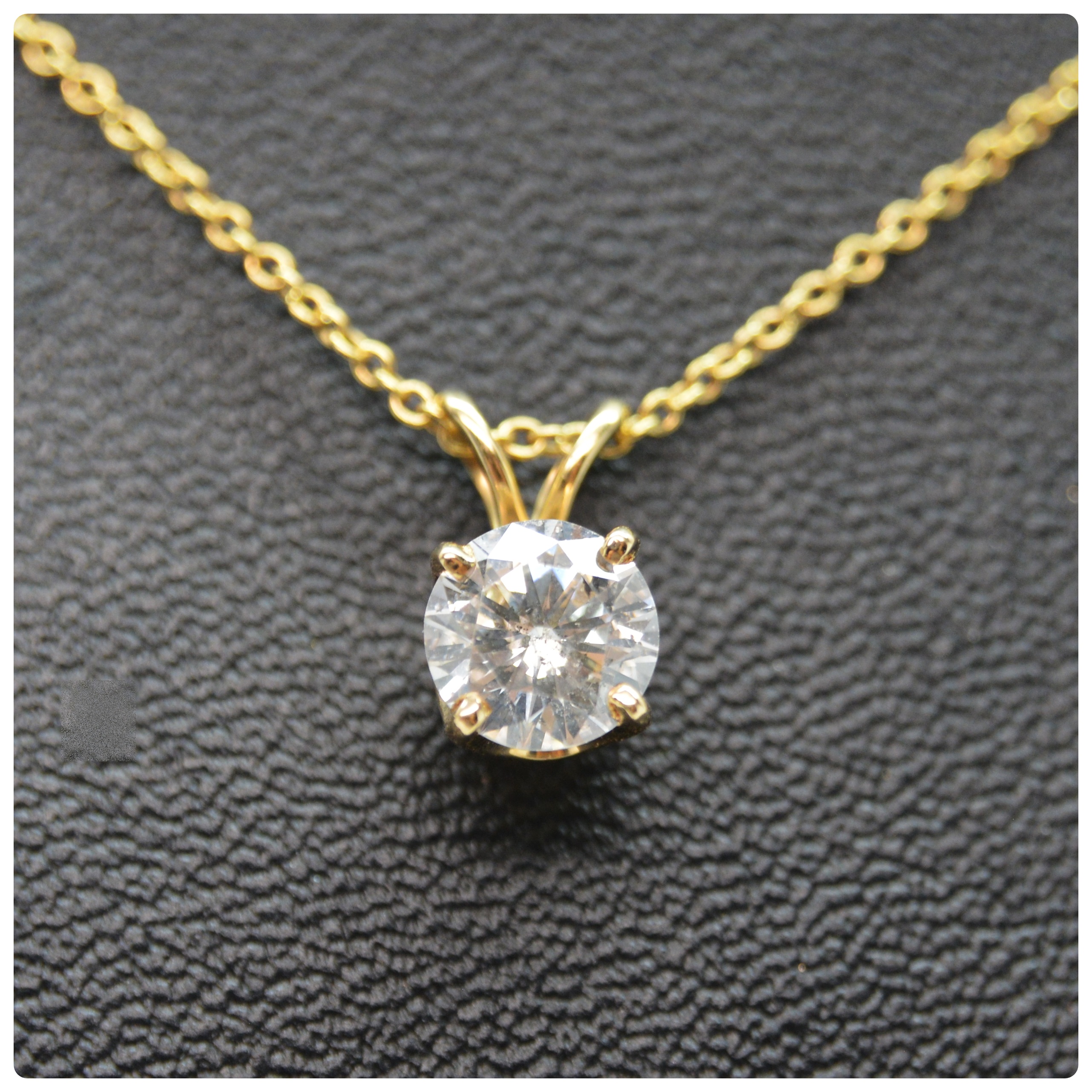 14K Yellow Gold Diamond Solitaire Pendant Necklace