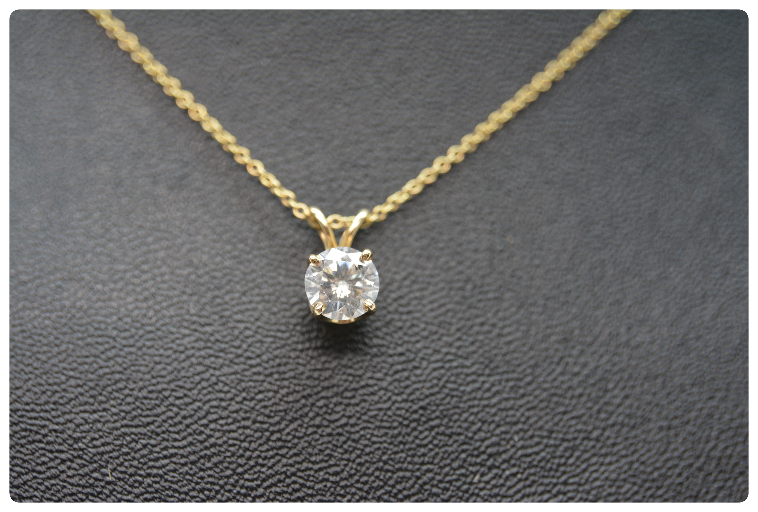14K Yellow Gold Diamond Solitaire Pendant Necklace