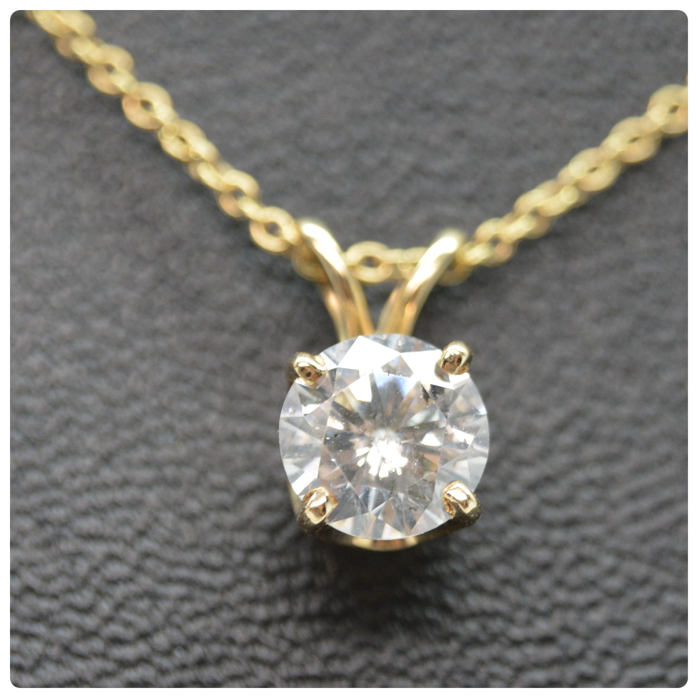 14K Yellow Gold Diamond Solitaire Pendant Necklace
