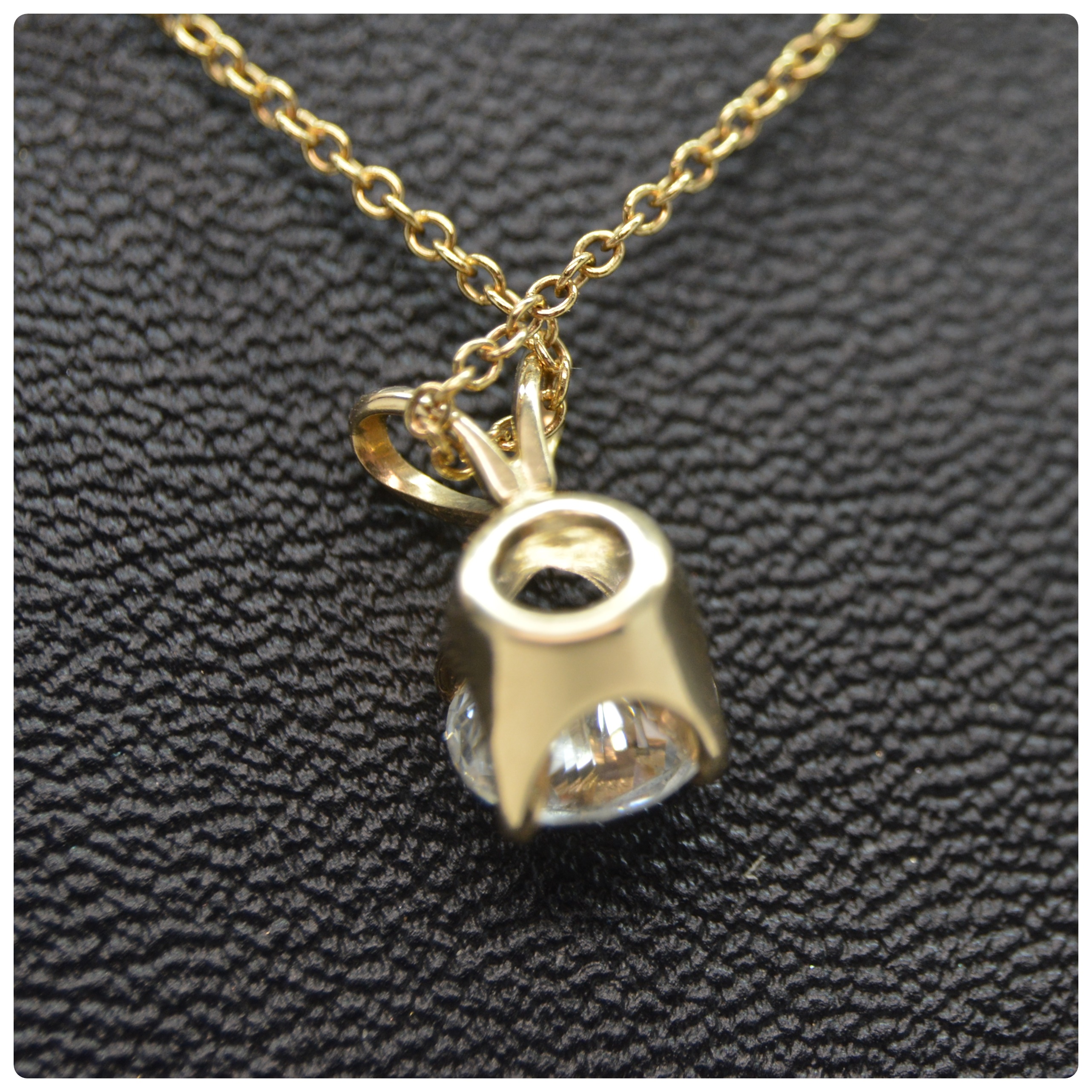 14K Yellow Gold Diamond Solitaire Pendant Necklace