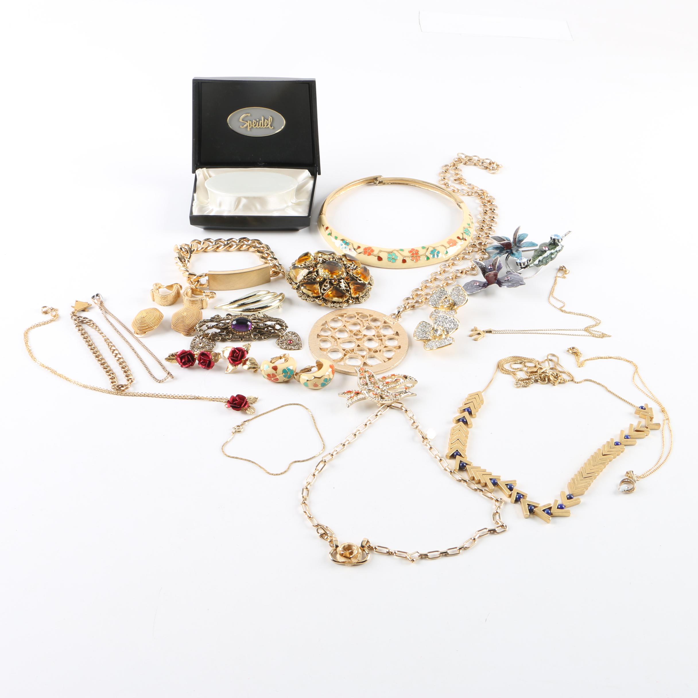 Gold-Tone Crystal, Enamel, and Lapis Lazuli Jewelry Featuring Miriam Haskell