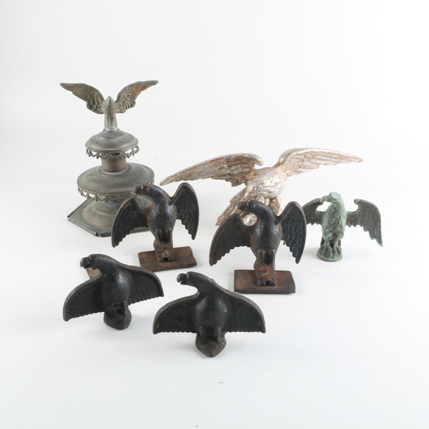Antique Cast Iron Eagle Roof Ice Guards and Other Eagle Themed Decor