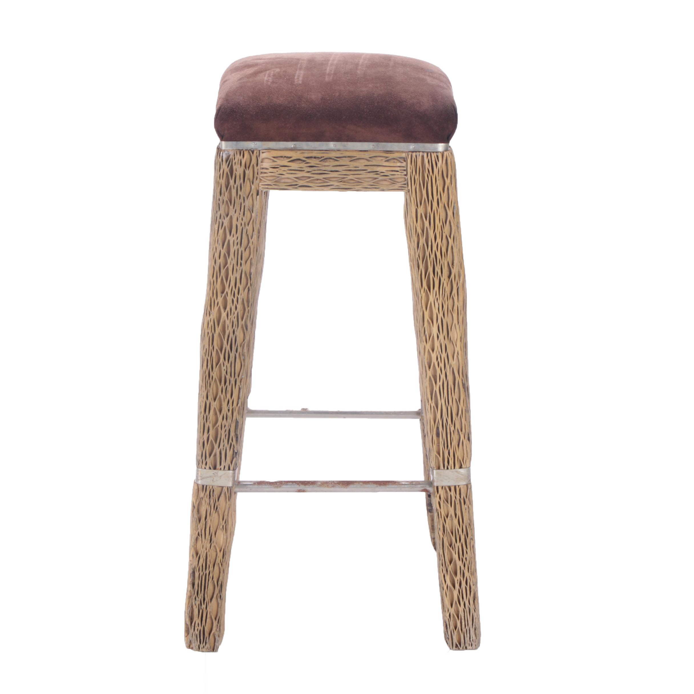 Contemporary Wood and Metal Barstool