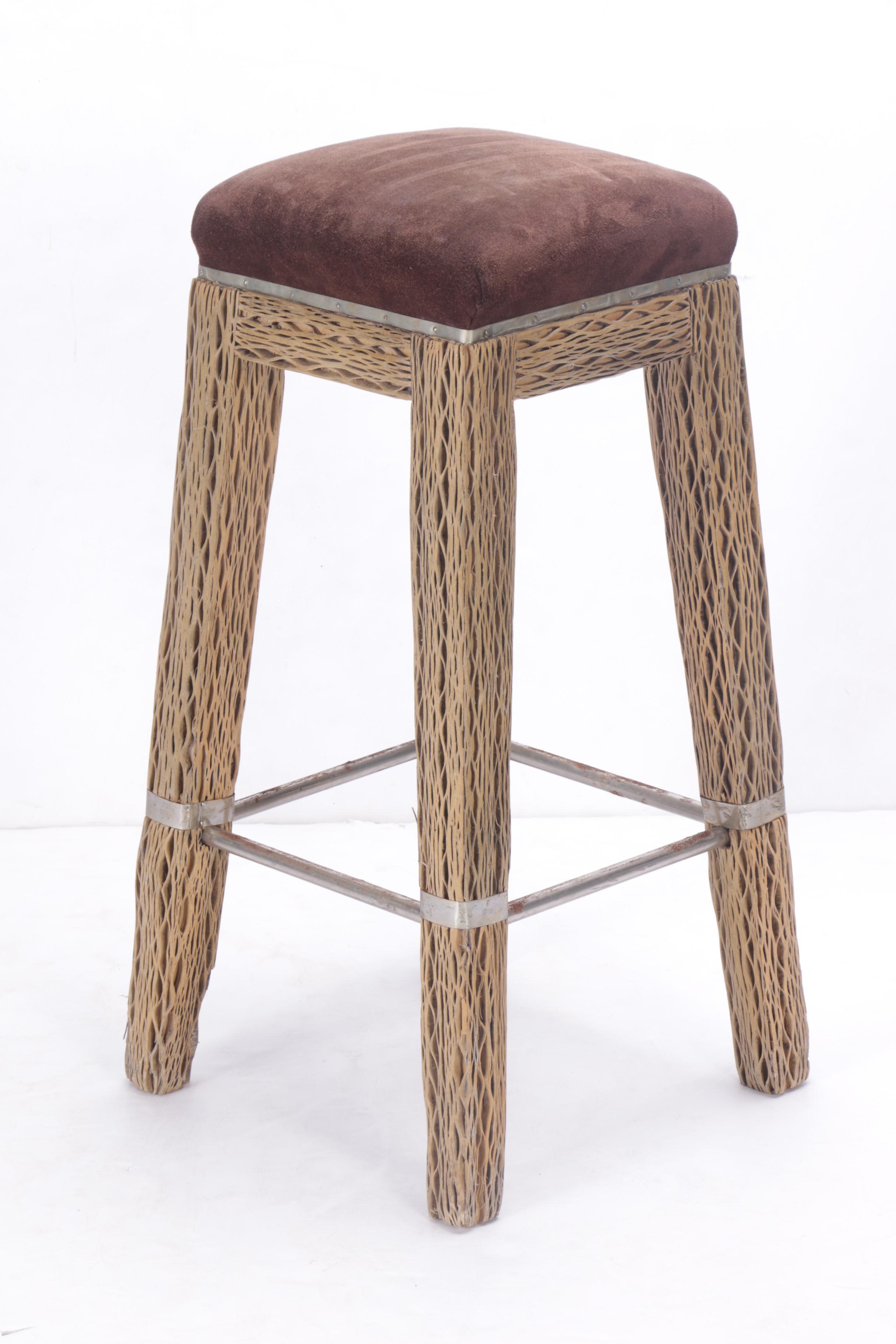 Contemporary Wood and Metal Barstool
