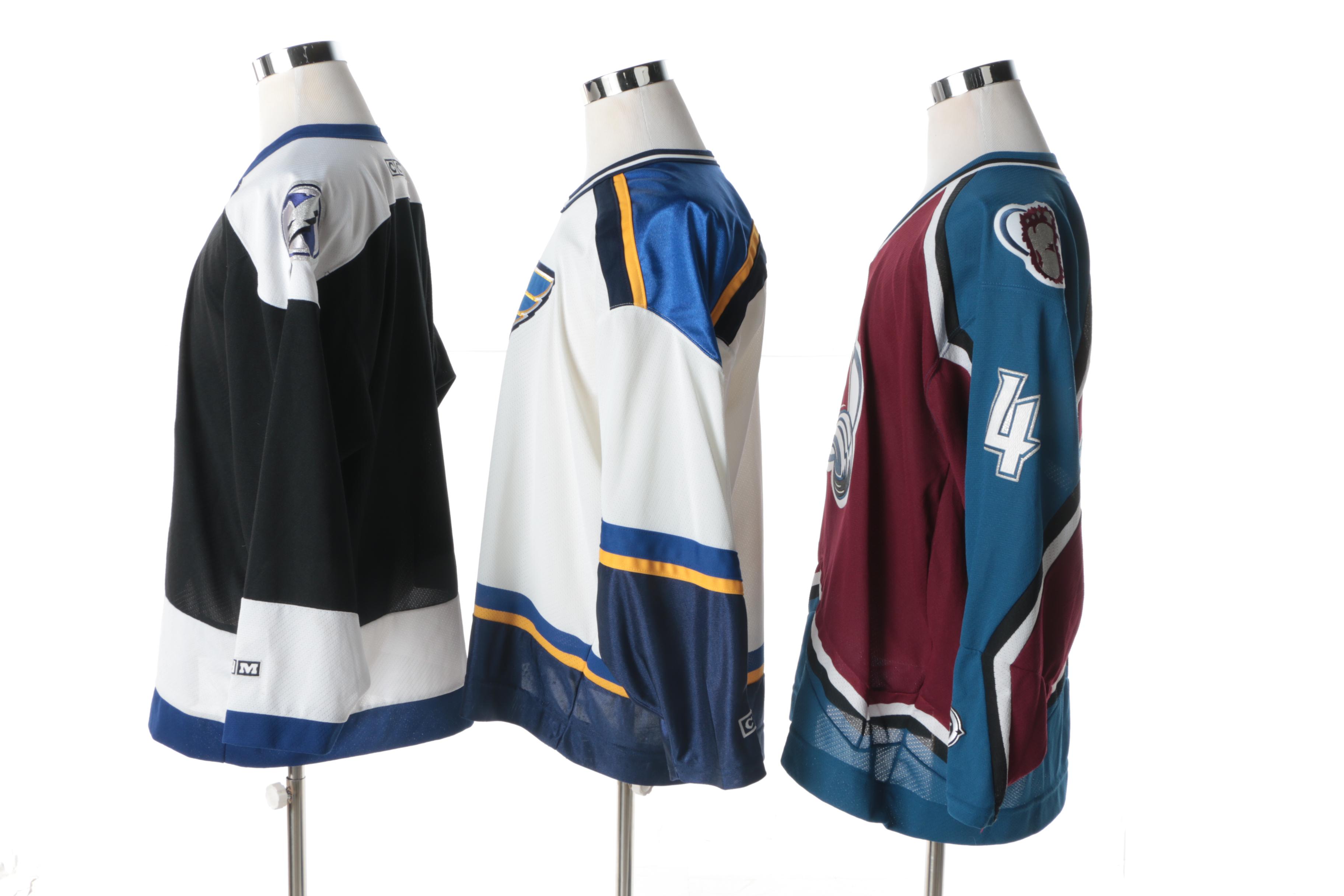 Tampa Bay Lightning, Colorado Avalanche and St. Louis Blues NHL Jerseys