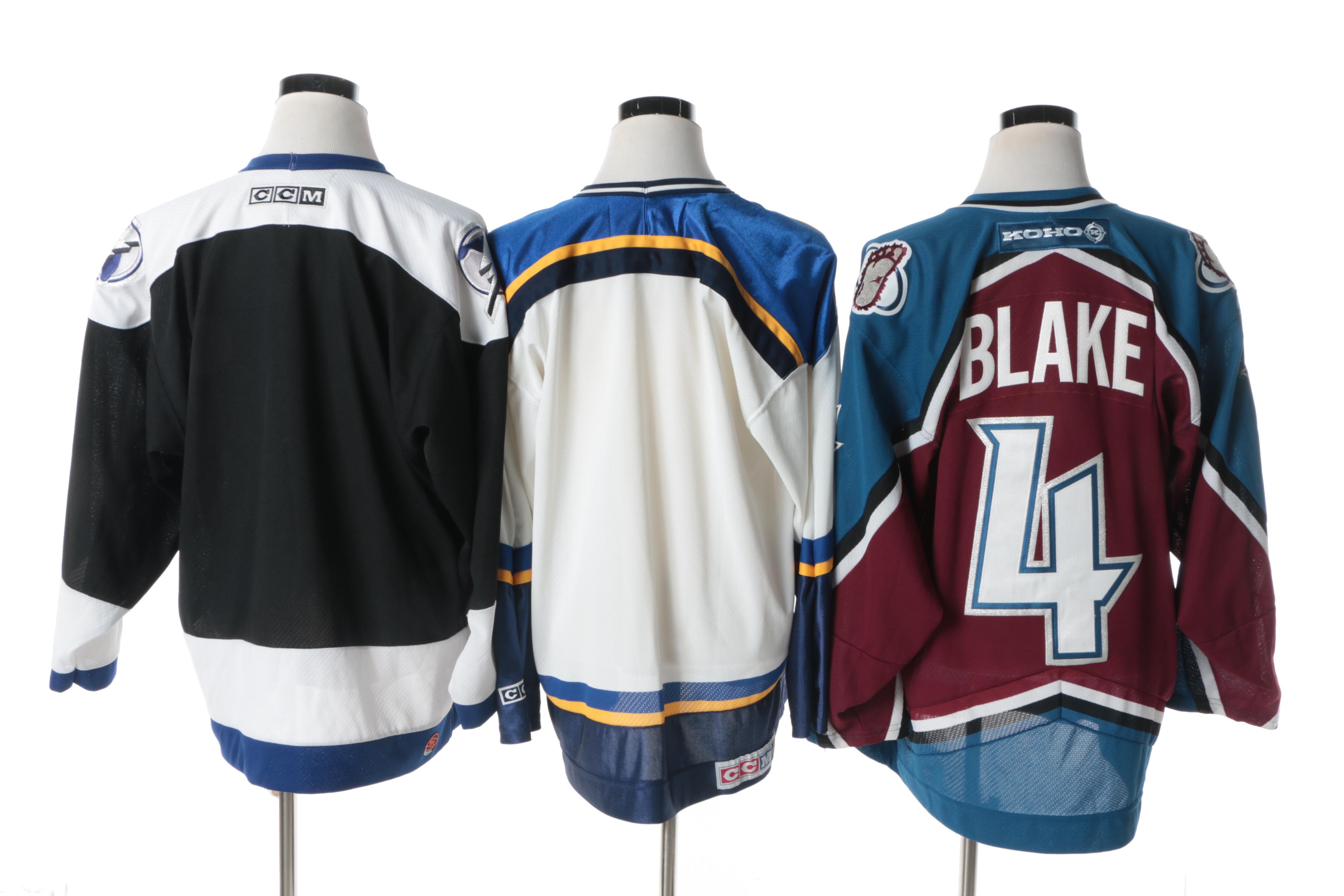 Tampa Bay Lightning, Colorado Avalanche and St. Louis Blues NHL Jerseys