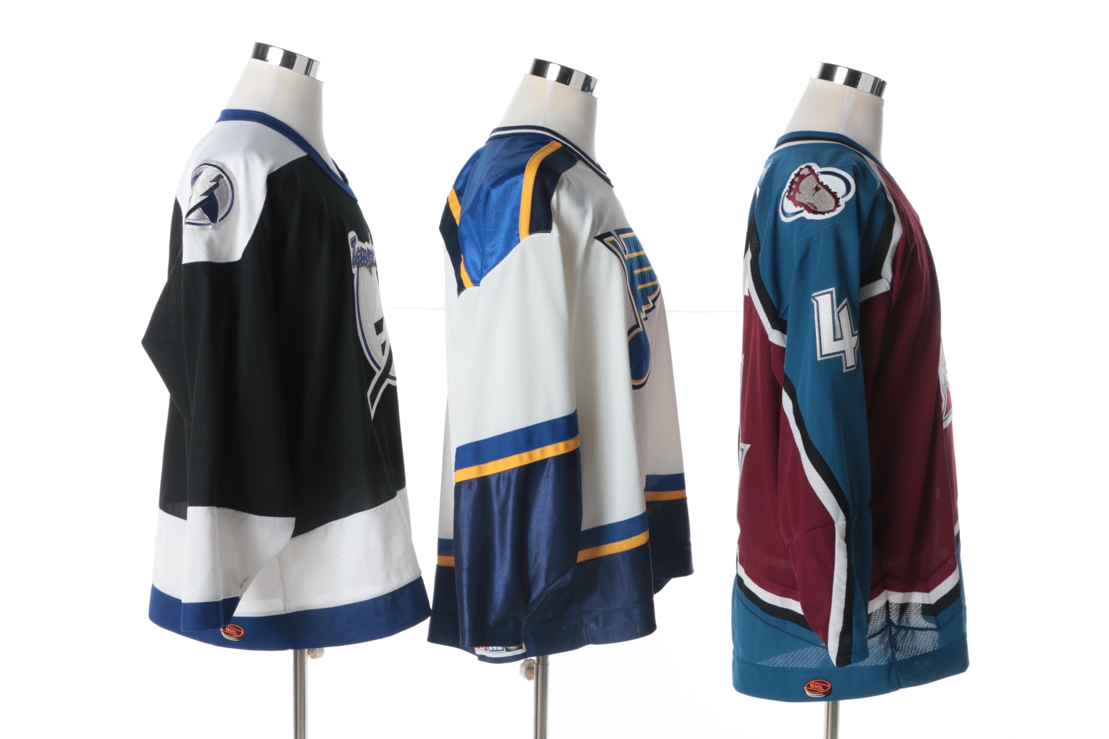 Tampa Bay Lightning, Colorado Avalanche and St. Louis Blues NHL Jerseys