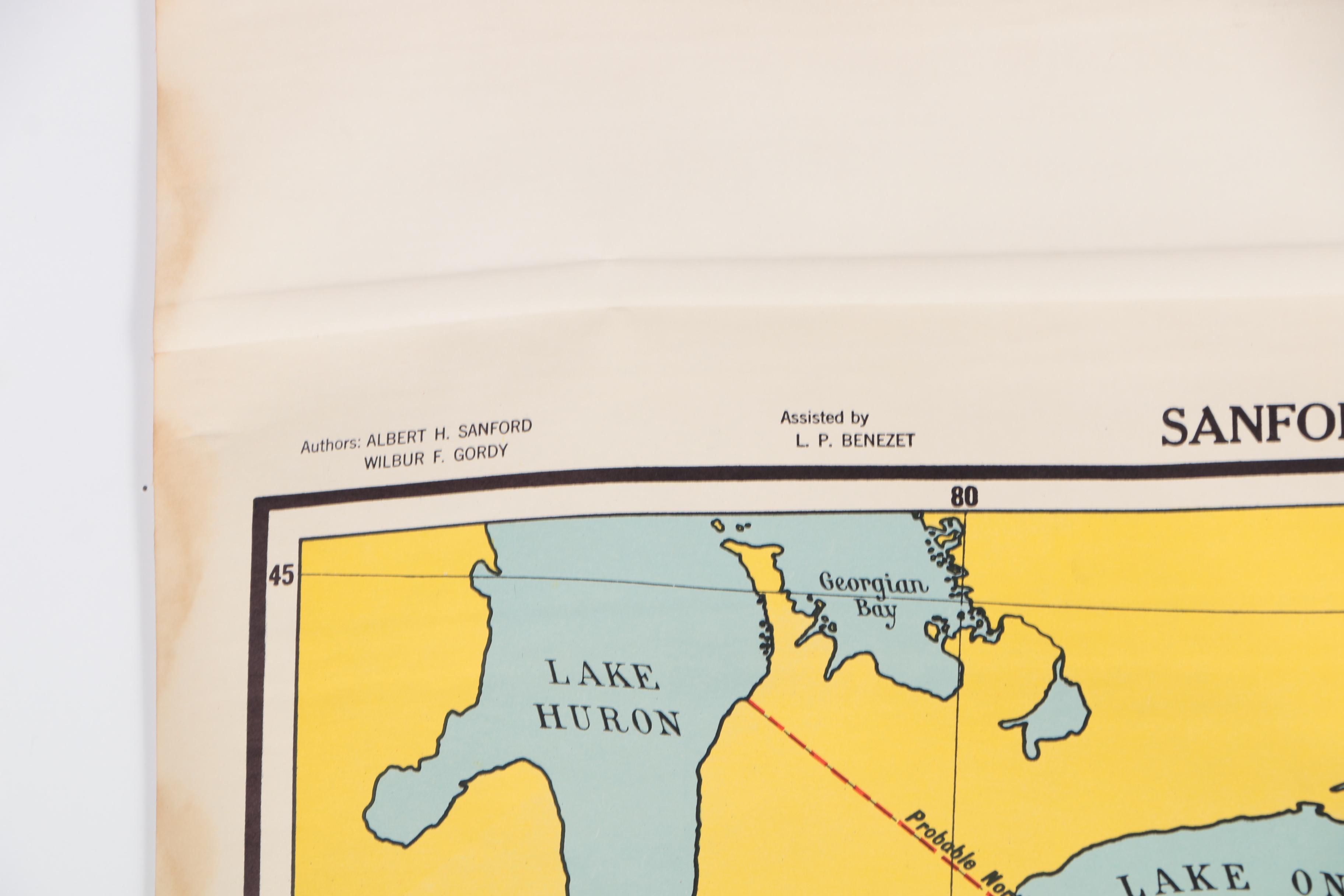 A.J. Nystrom Lithograph Map of English Colonies Circa 1700 and European Settlers