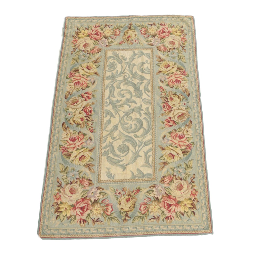 Needlepoint Aubusson Style Wool Accent Rug