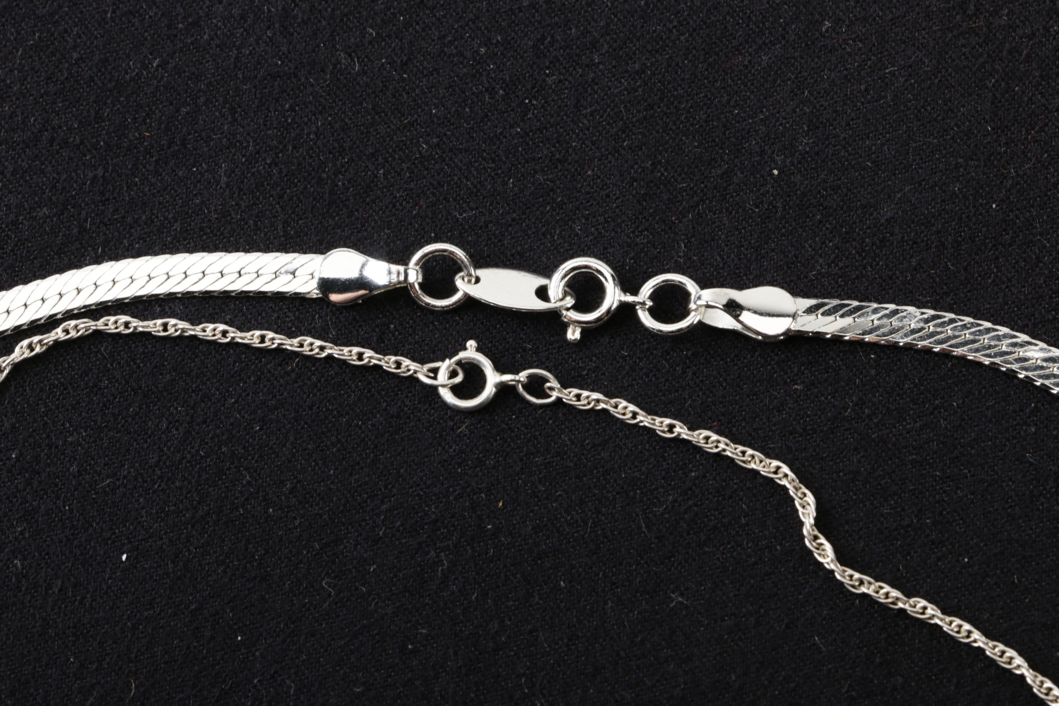 Herringbone Chain and Sterling Silver Waterford Glass Heart Pendant Necklace