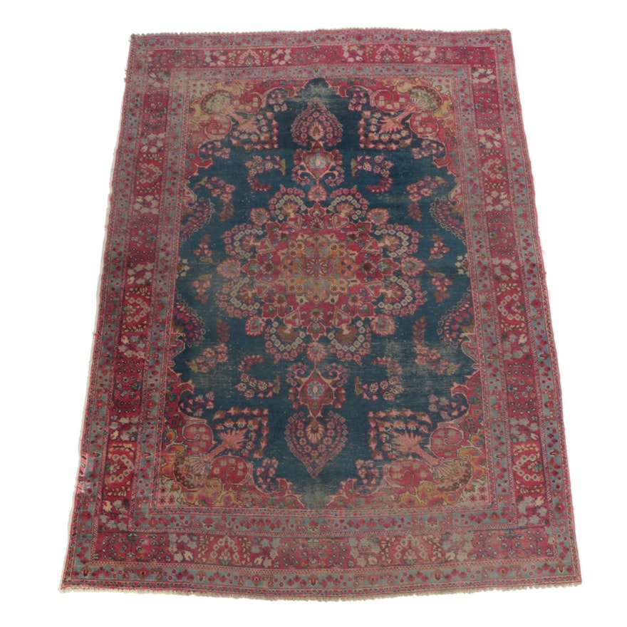 Semi-Antique Hand-Knotted Persian Arak Wool Area Rug