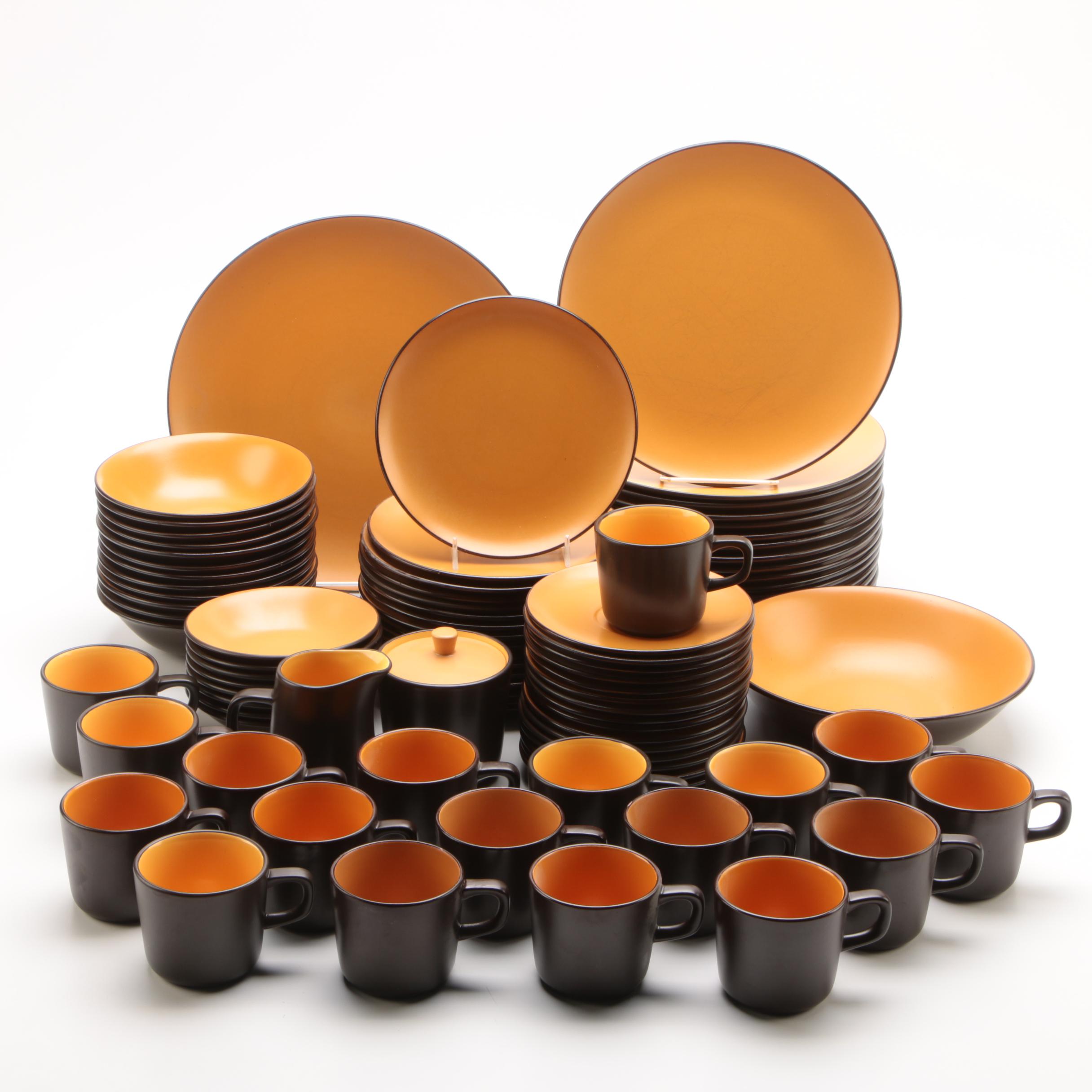 Mid Century Mikasa Terra Stone "Orange Sherbet" Dinnerware