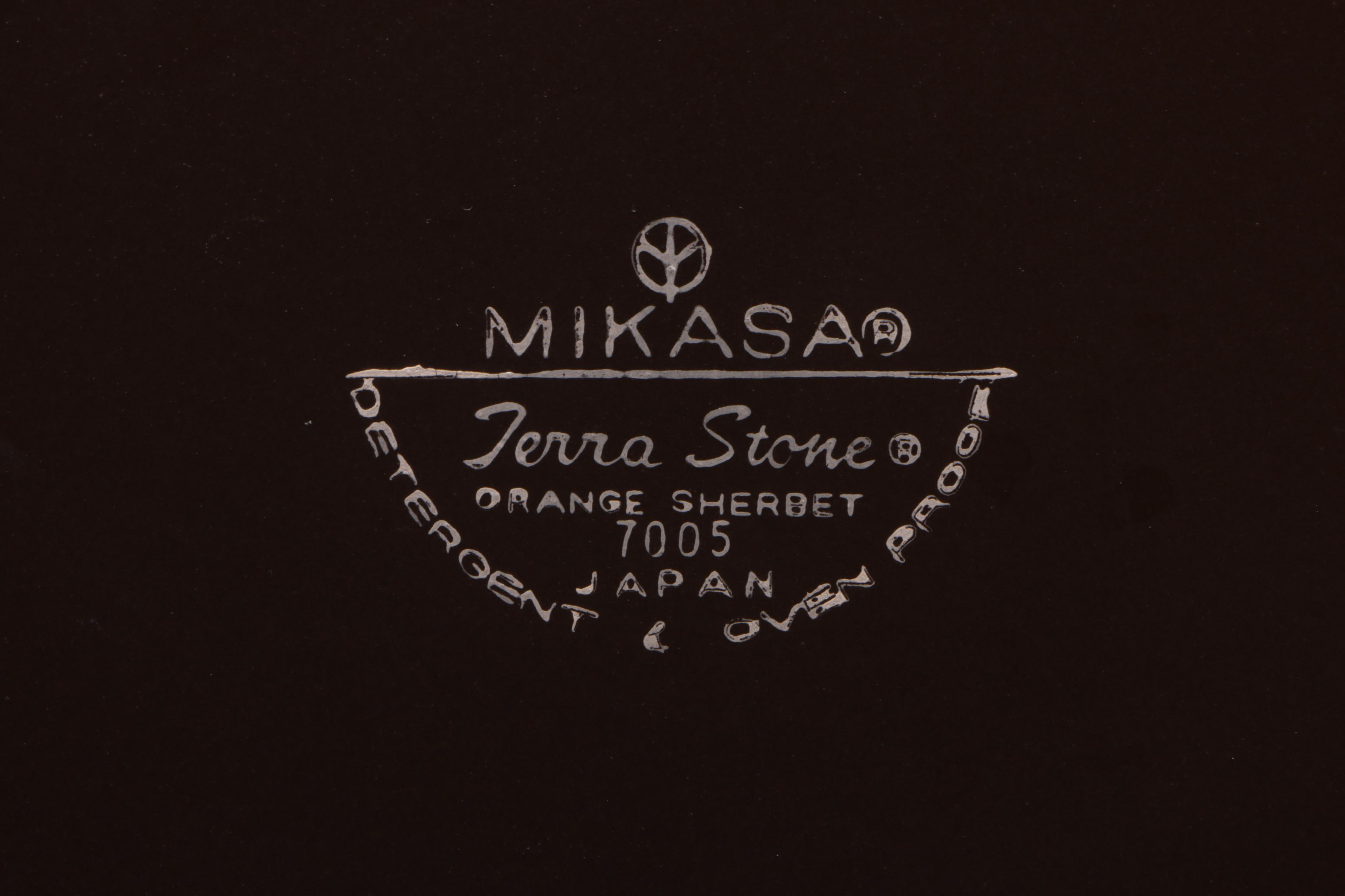 Mid Century Mikasa Terra Stone "Orange Sherbet" Dinnerware