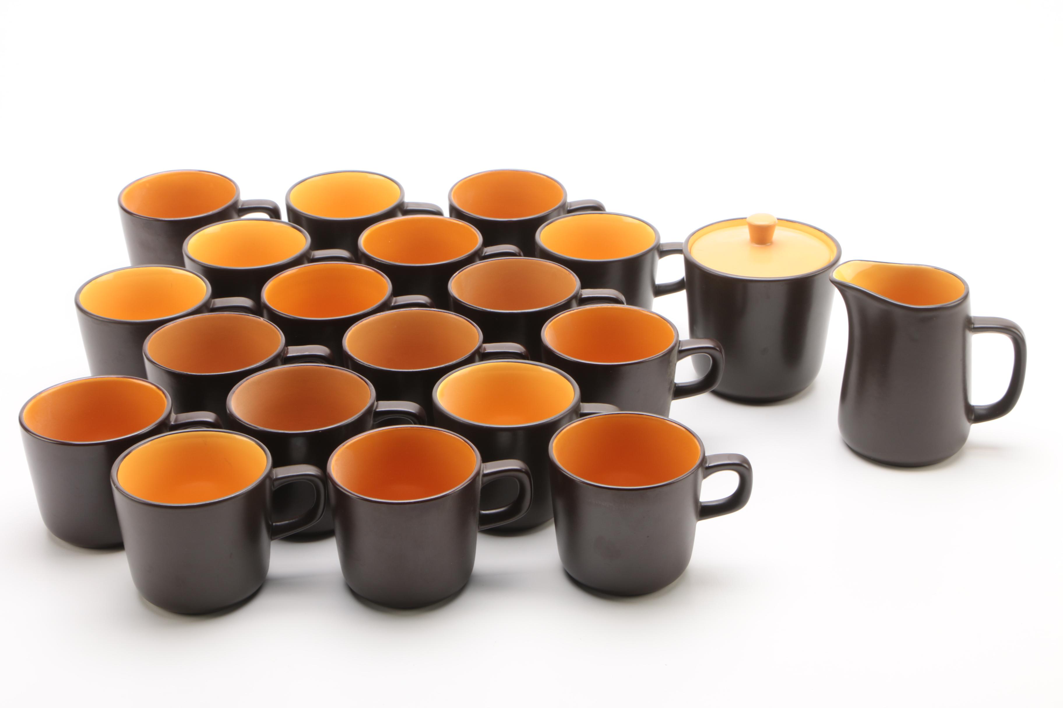 Mid Century Mikasa Terra Stone "Orange Sherbet" Dinnerware