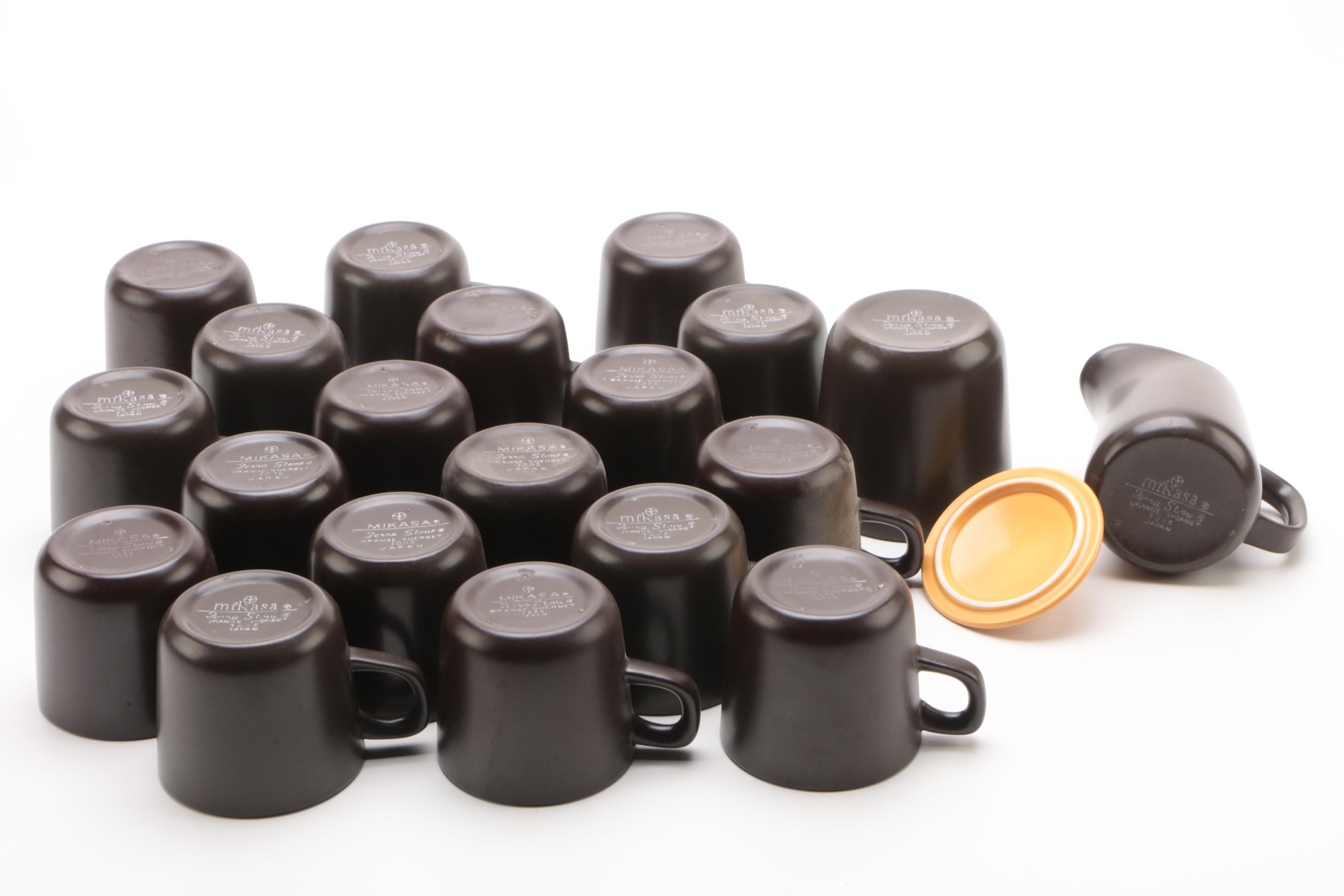 Mid Century Mikasa Terra Stone "Orange Sherbet" Dinnerware