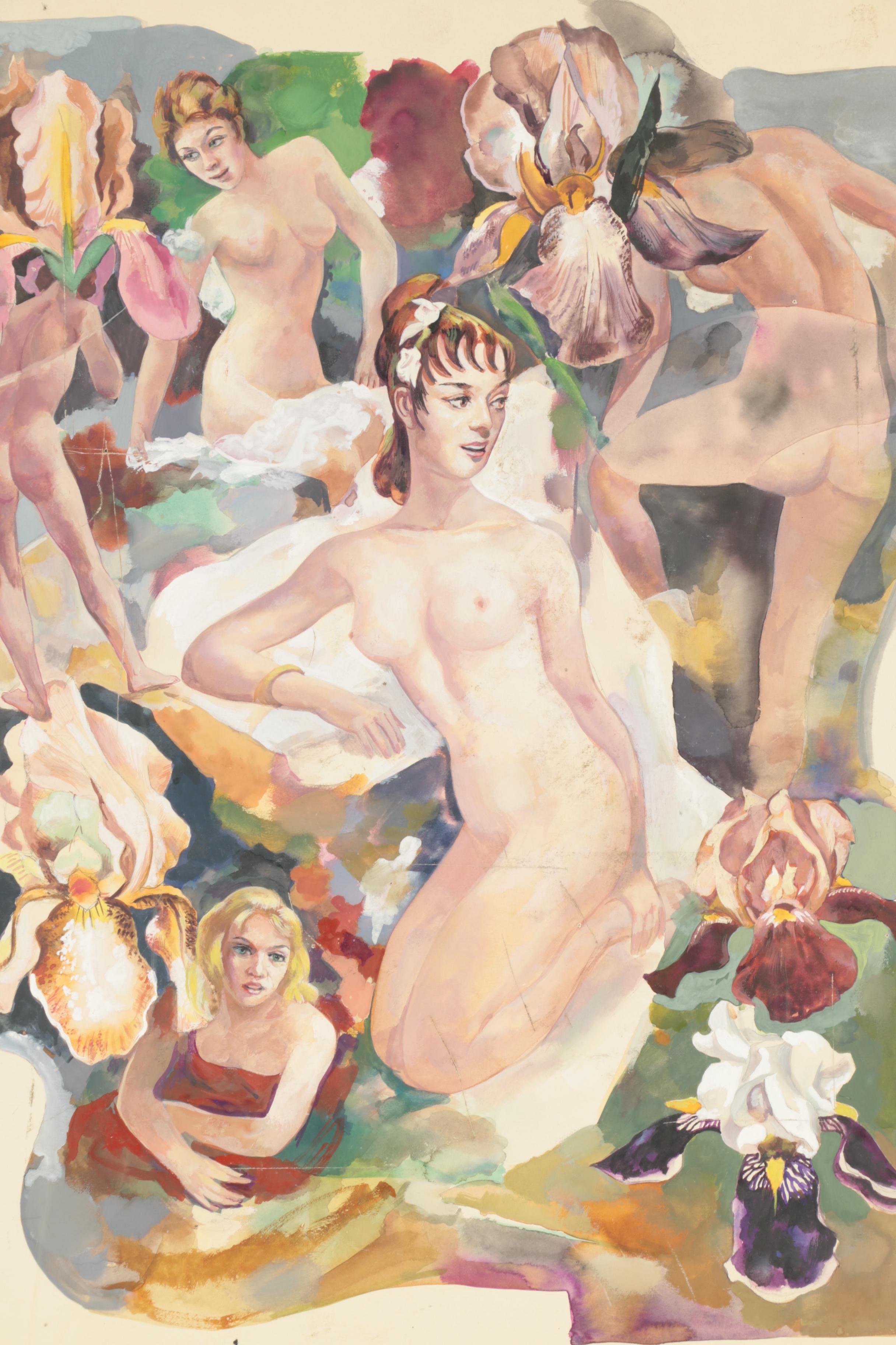 Cathal O’Toole Gouache Painting of Females Nude