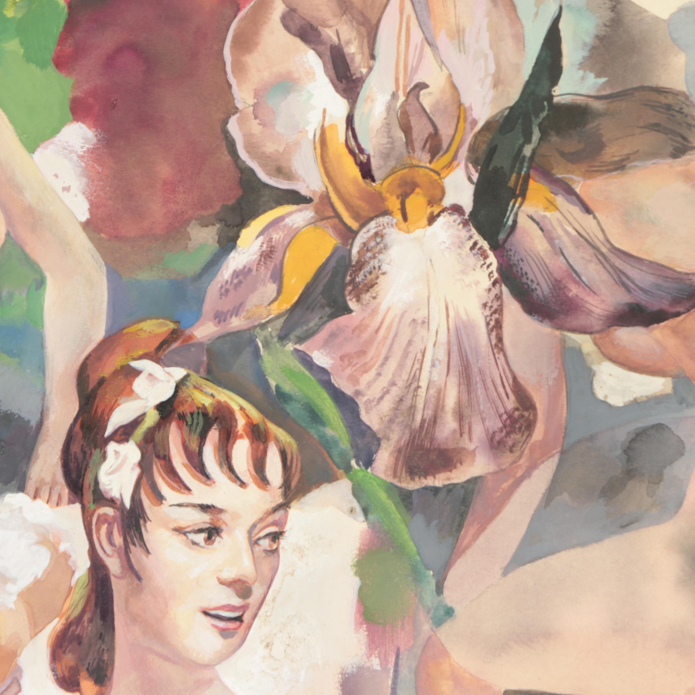 Cathal O’Toole Gouache Painting of Females Nude