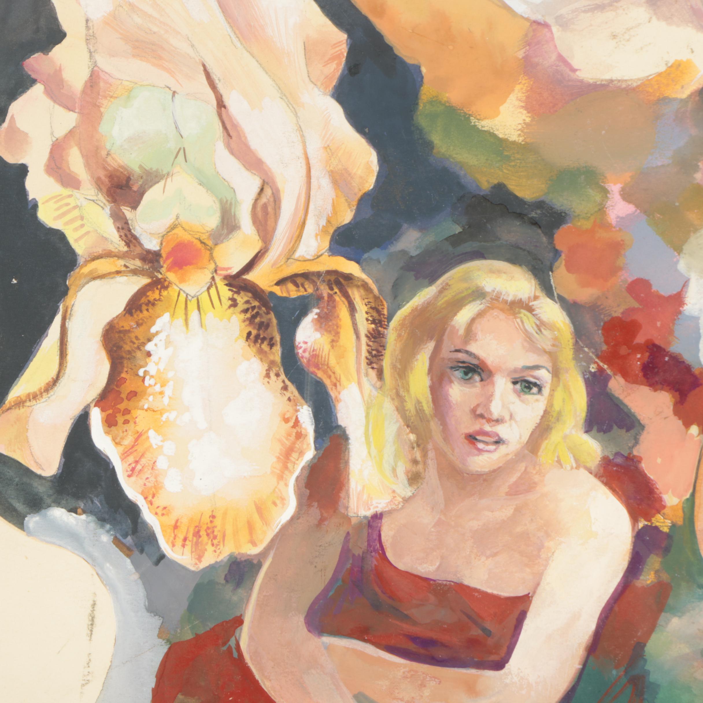 Cathal O’Toole Gouache Painting of Females Nude