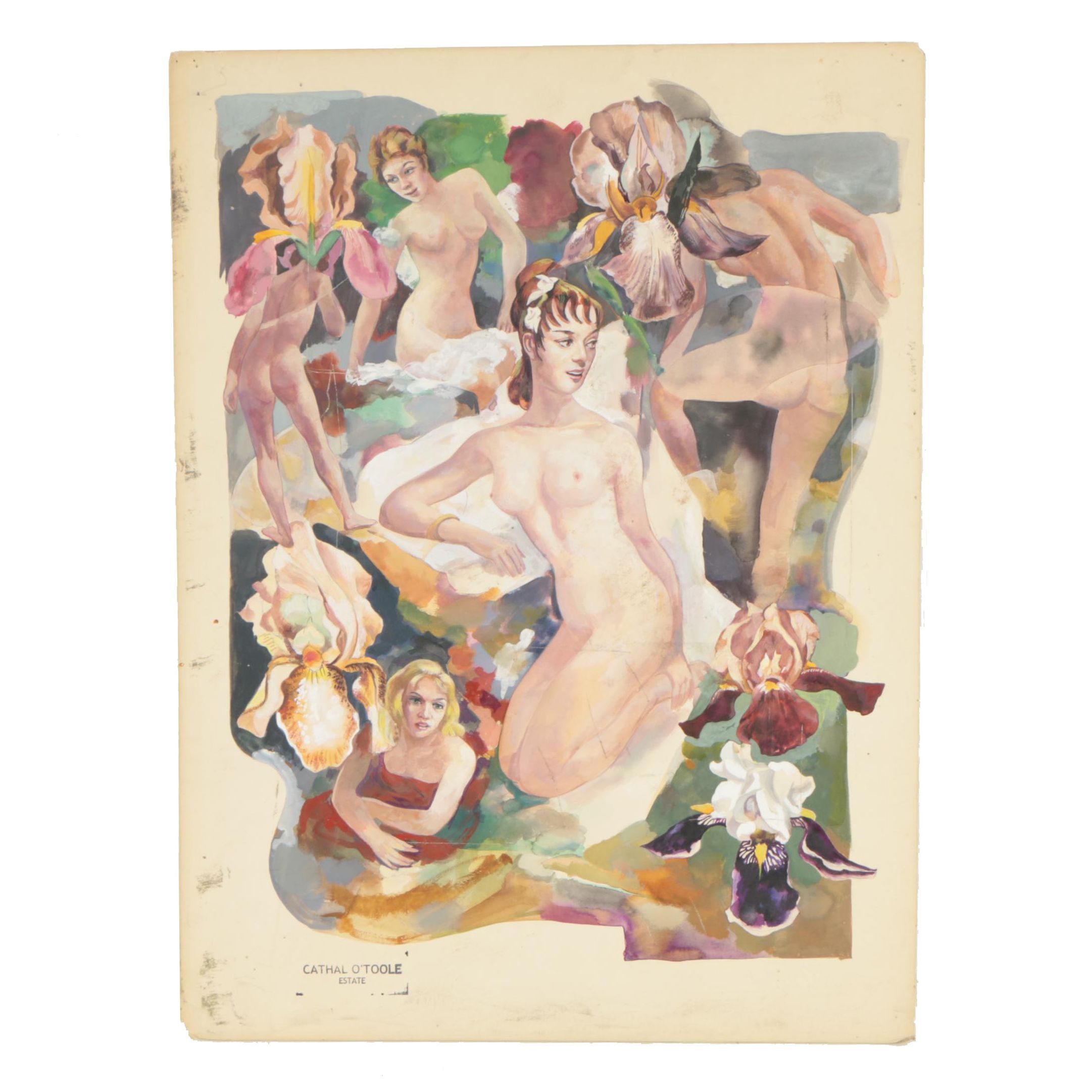 Cathal O’Toole Gouache Painting of Females Nude