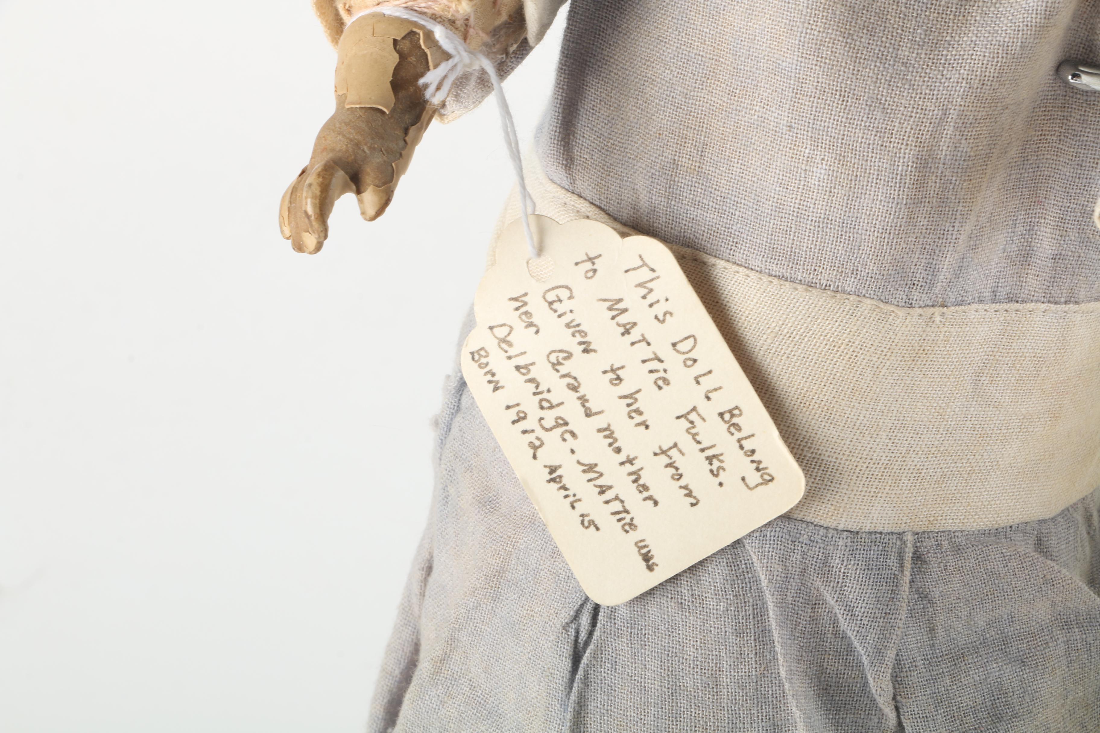 Circa 1920s Ribbon Loop Doll with Metal and Composition Baby Dolls