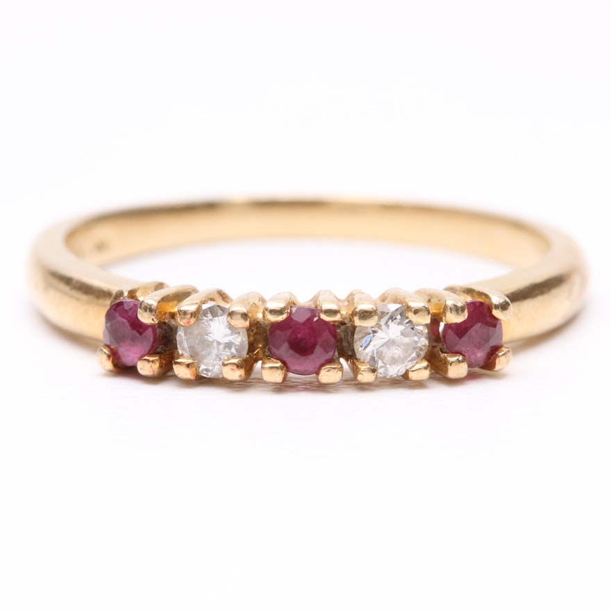 14K Yellow Gold Ruby and Diamond Ring
