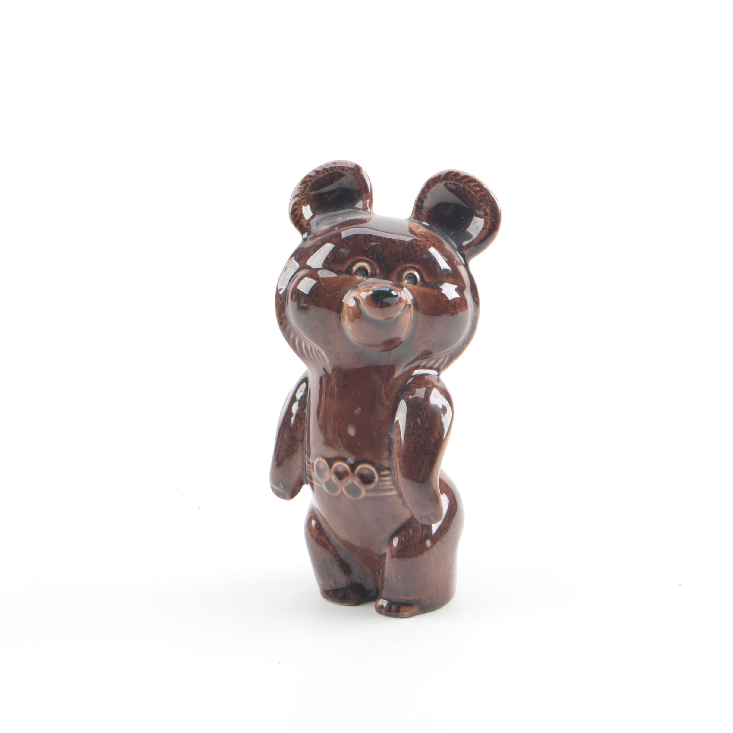 1980 Konakovo Moscow Olympics Ceramic Misha Bear Figurine