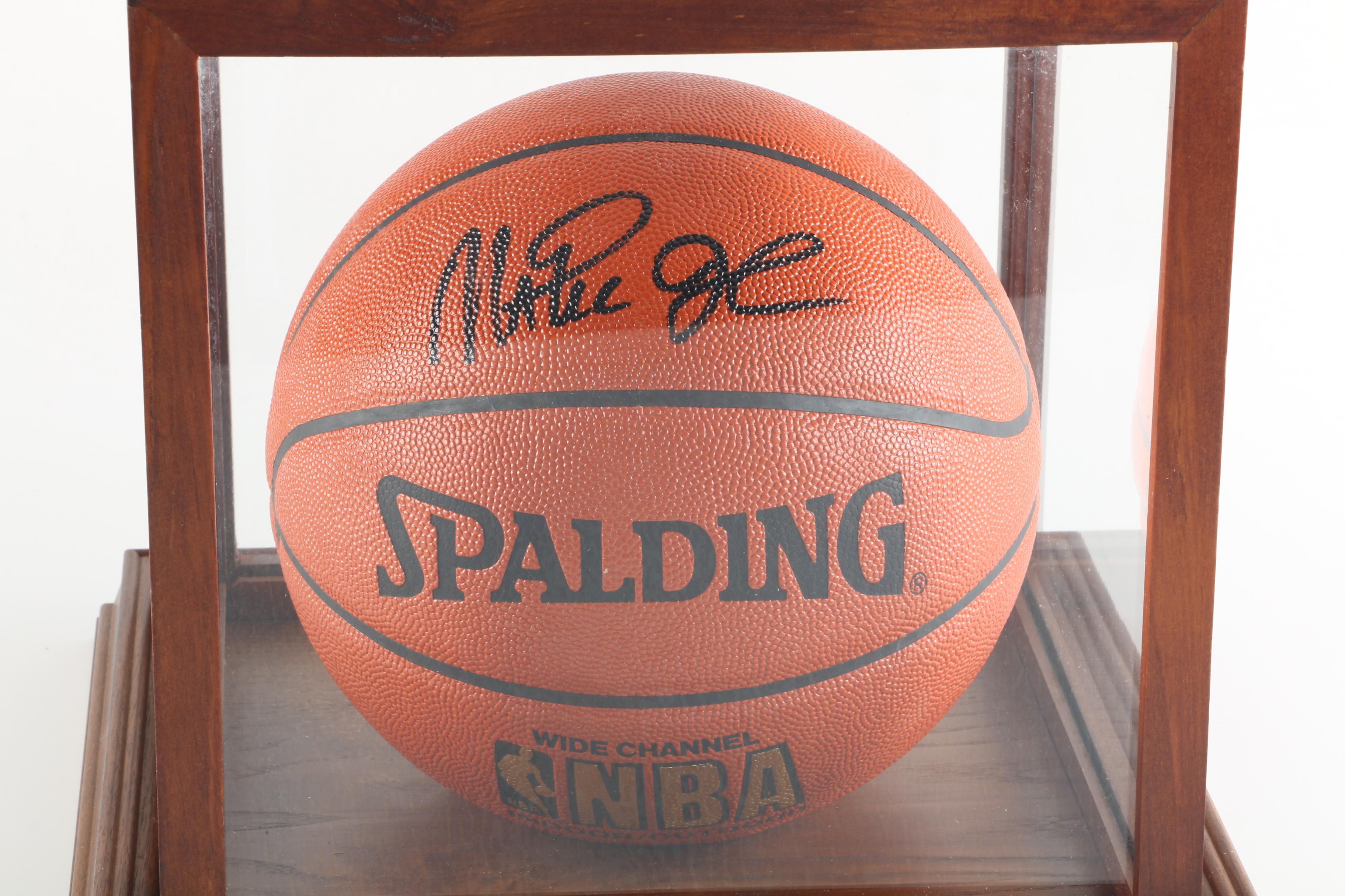 Magic Johnson Autographed Basketball with Display Case