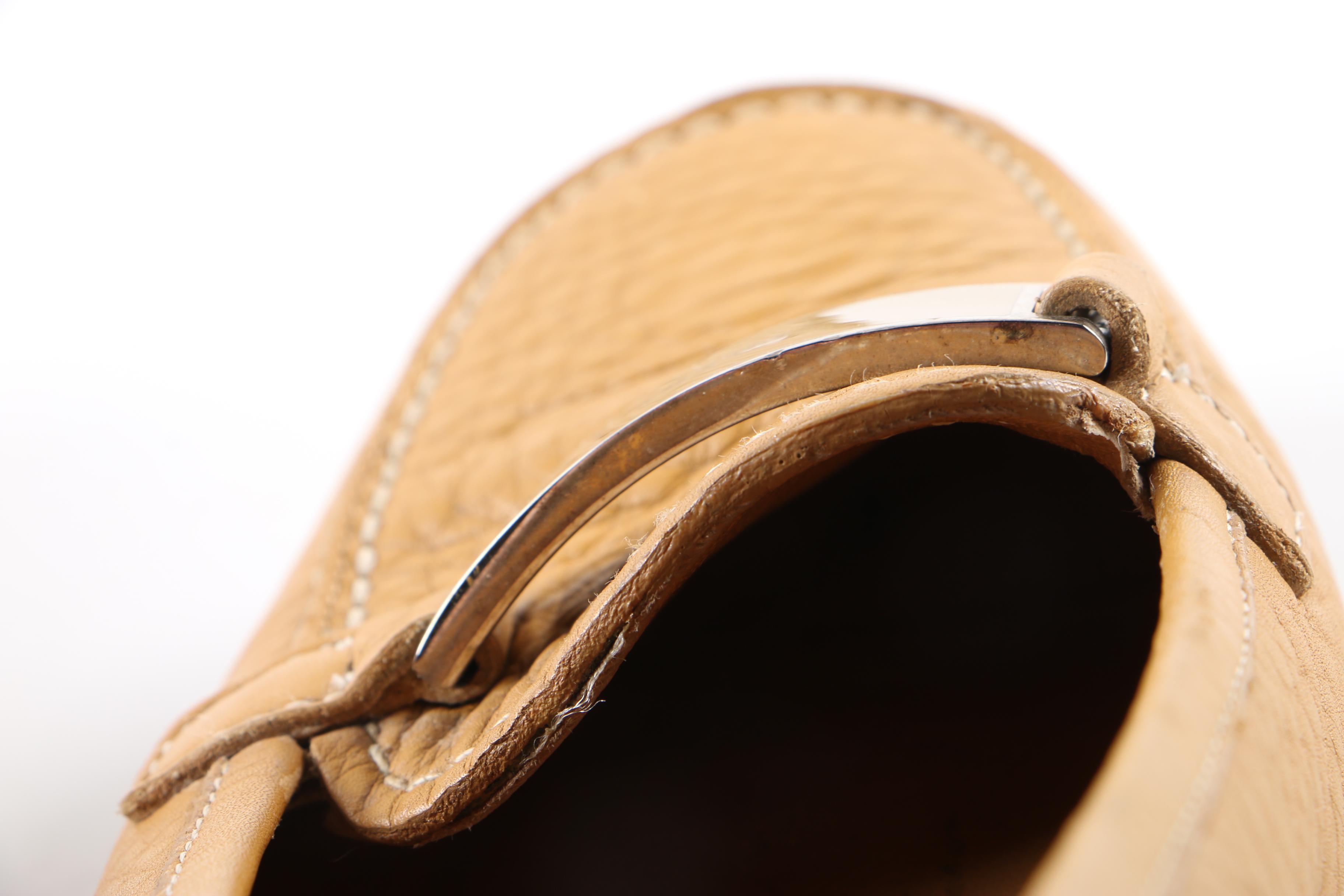 Women's Prada Camel-Colored Pebbled Leather Loafers