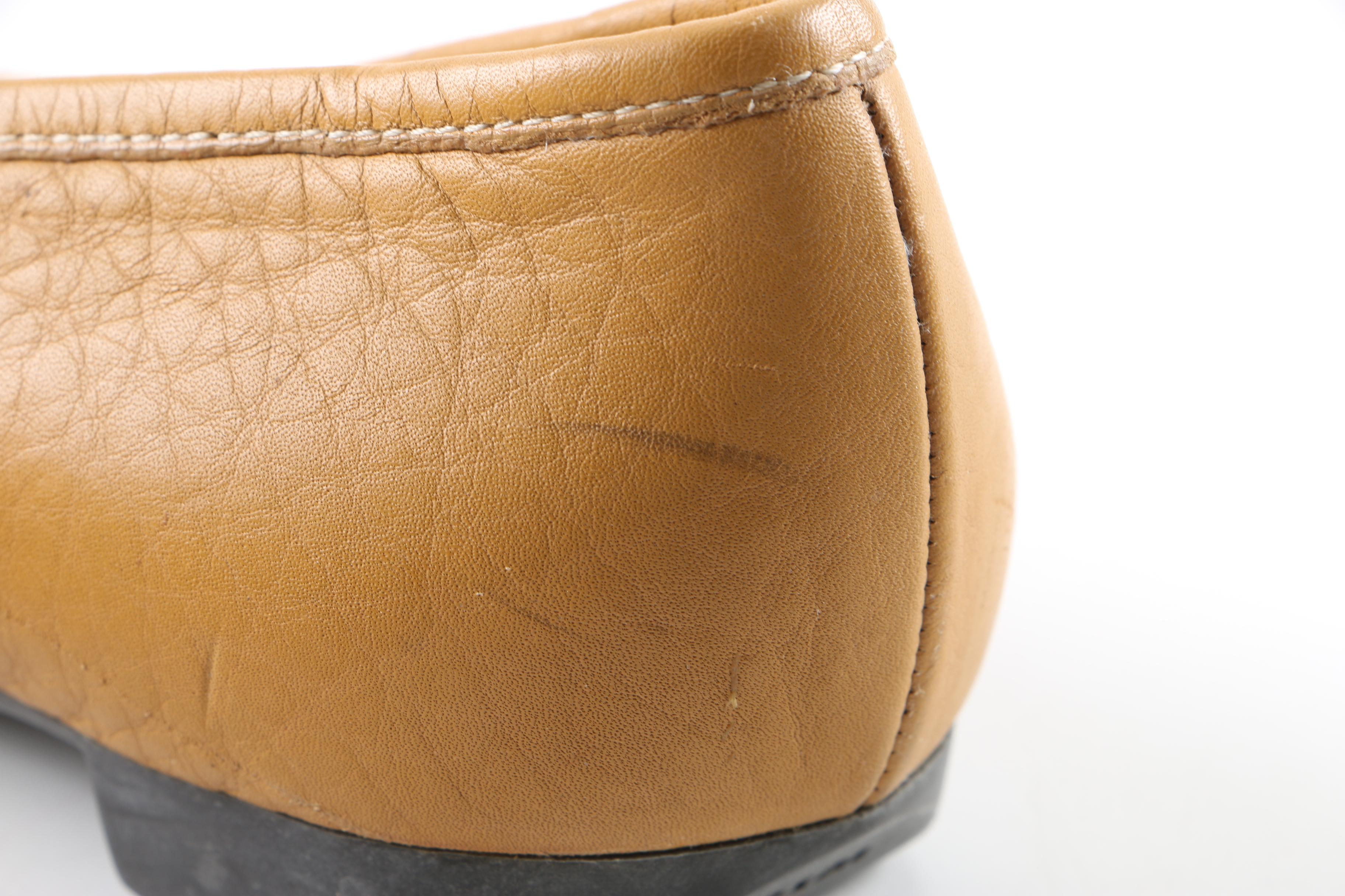 Women's Prada Camel-Colored Pebbled Leather Loafers