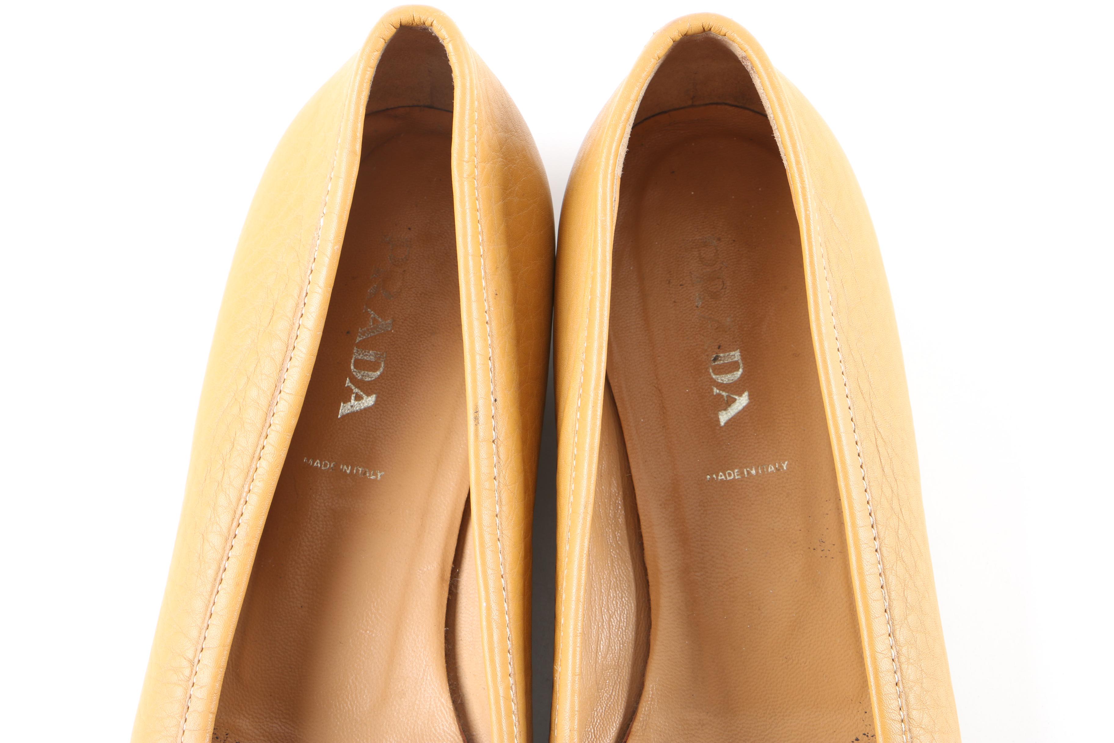 Women's Prada Camel-Colored Pebbled Leather Loafers