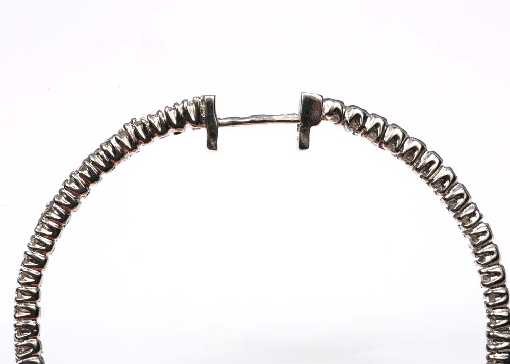 14K White Gold and 1.00 CTW Diamond Inside-Out Hoop Earrings