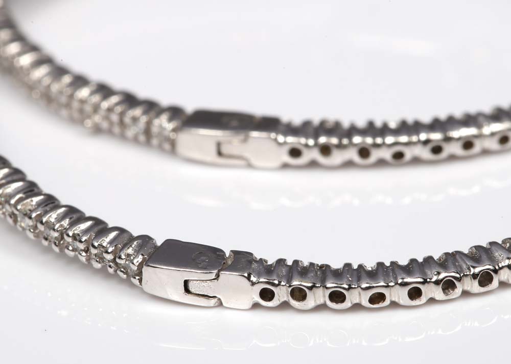 14K White Gold and 1.00 CTW Diamond Inside-Out Hoop Earrings