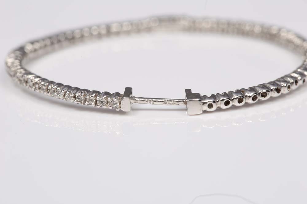 14K White Gold and 1.00 CTW Diamond Inside-Out Hoop Earrings