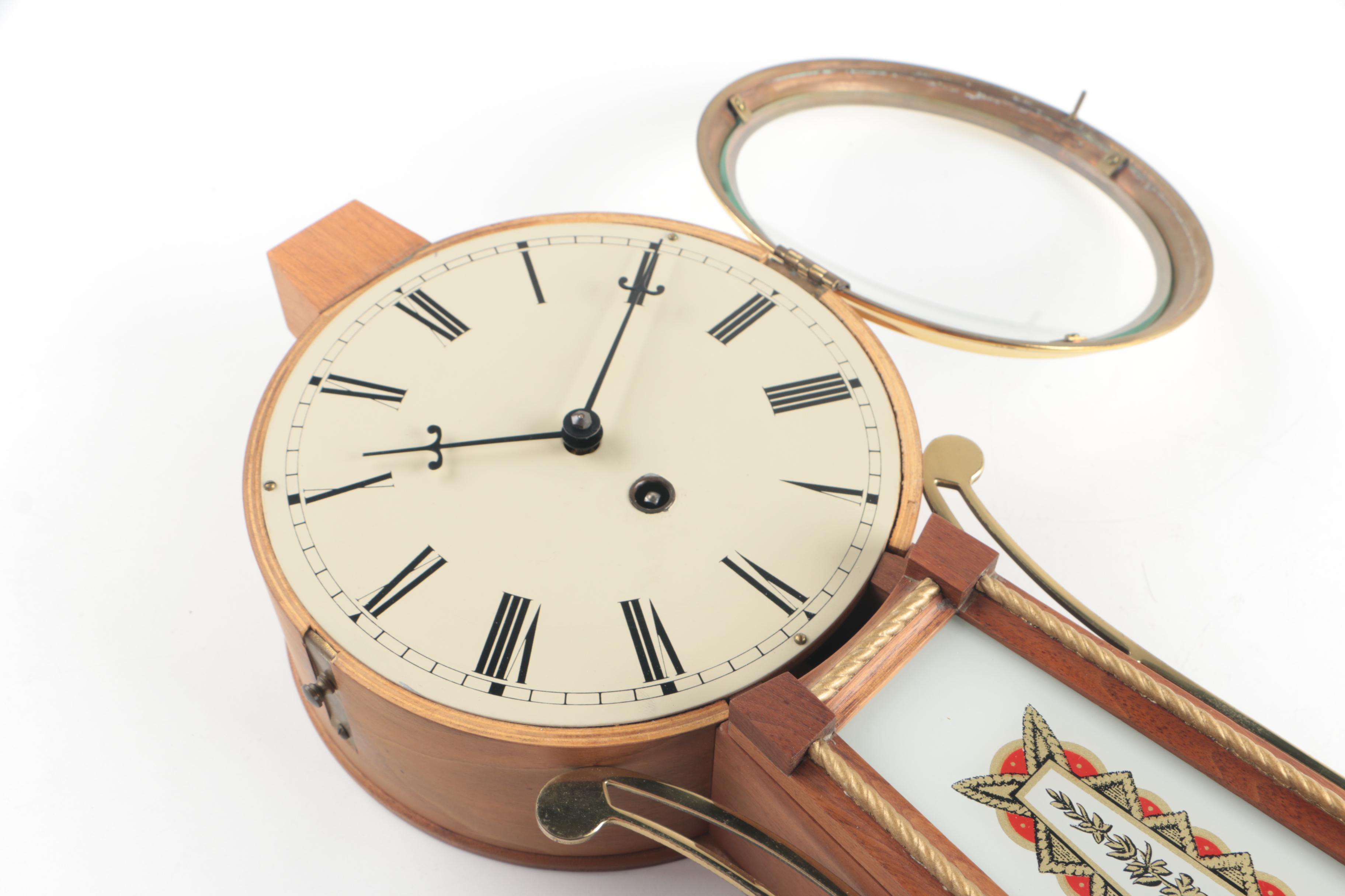 Reproduction Willard Patent Banjo Wall Clock with Reverse Glass Painting