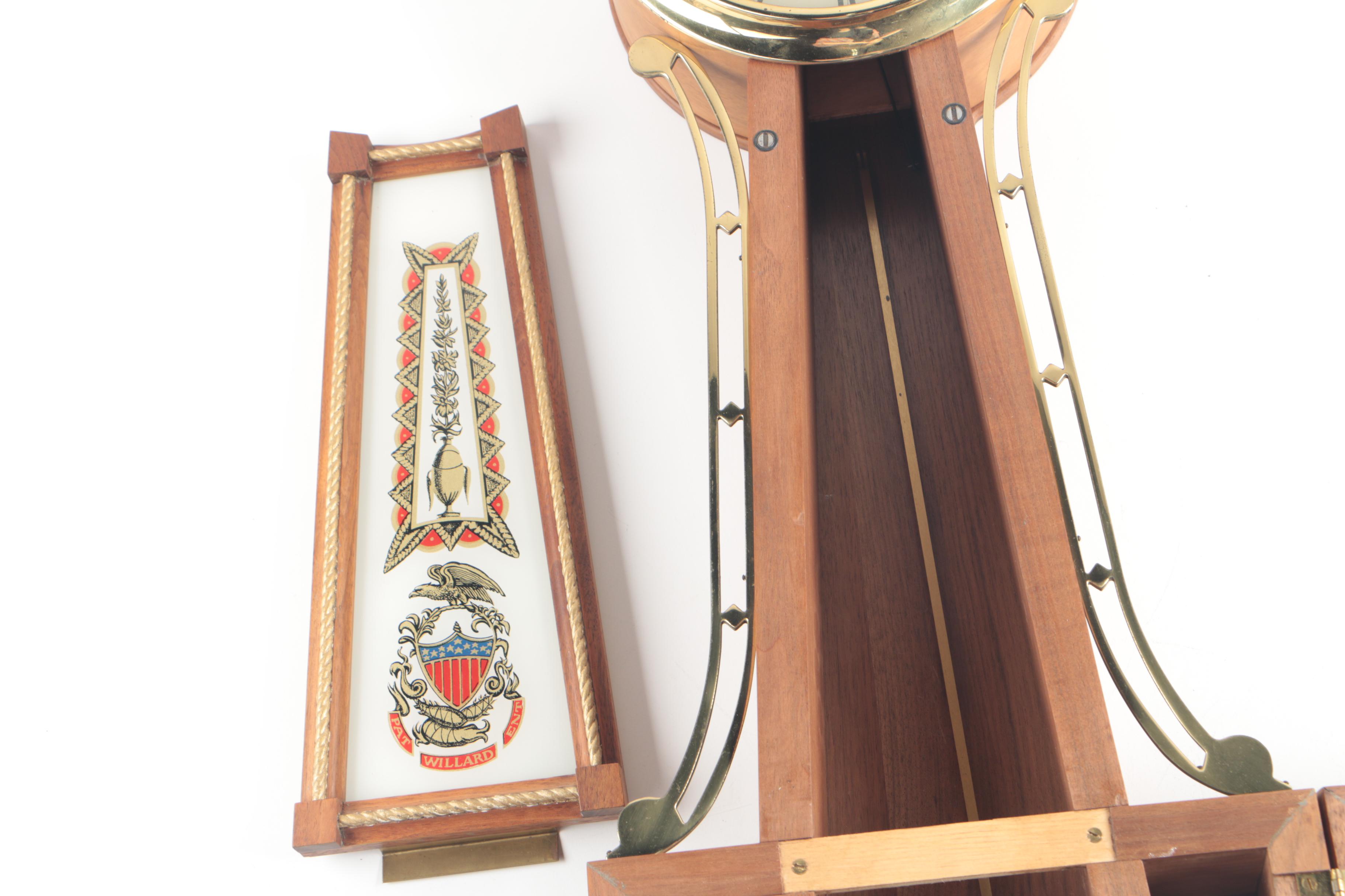Reproduction Willard Patent Banjo Wall Clock with Reverse Glass Painting