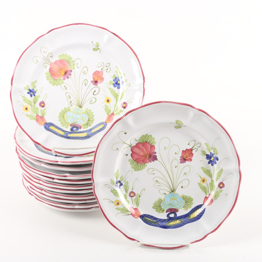 Hand-Painted Faience Dinner Plates