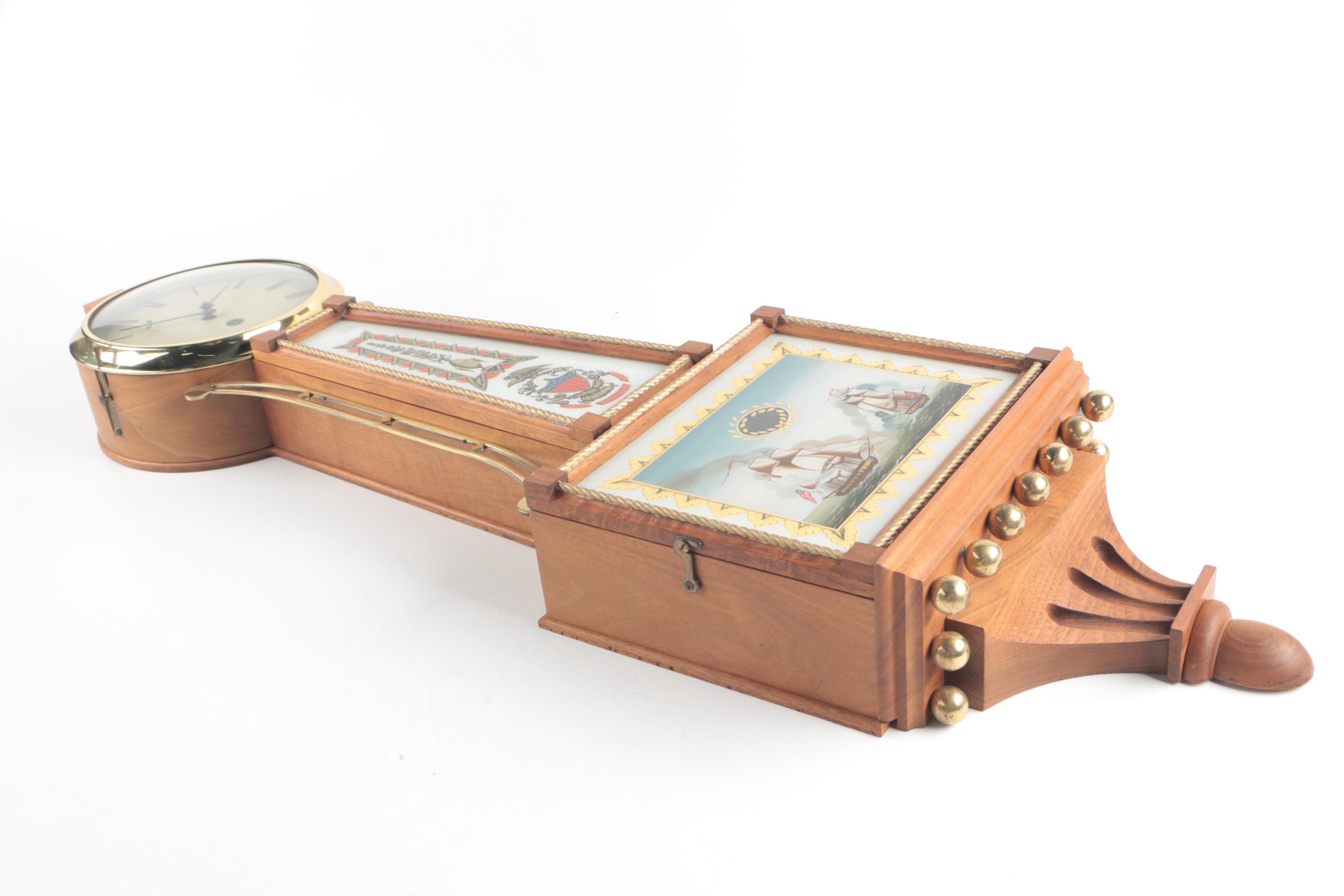 Reproduction Willard Patent Banjo Wall Clock with Reverse Glass Painting