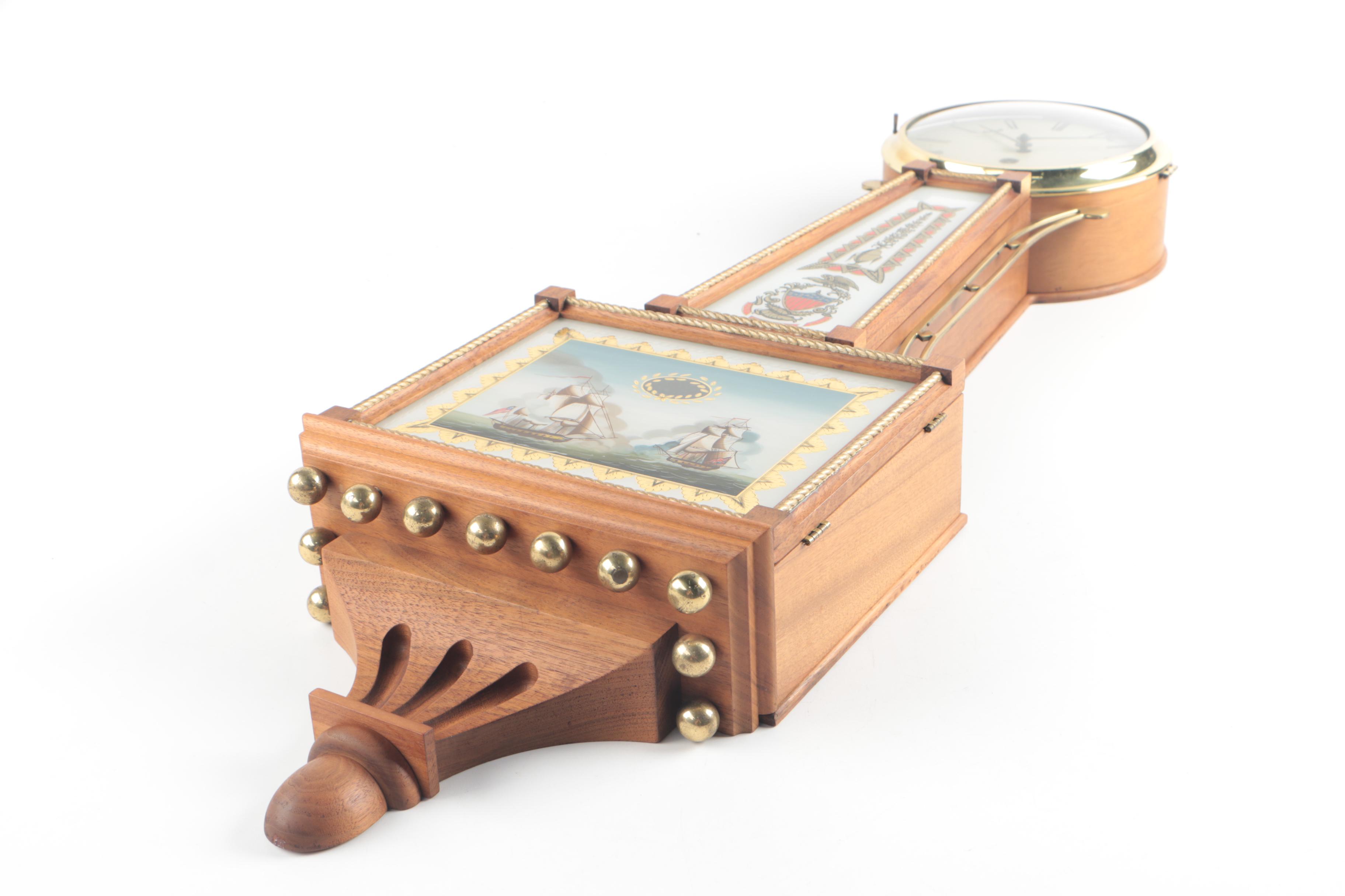 Reproduction Willard Patent Banjo Wall Clock with Reverse Glass Painting