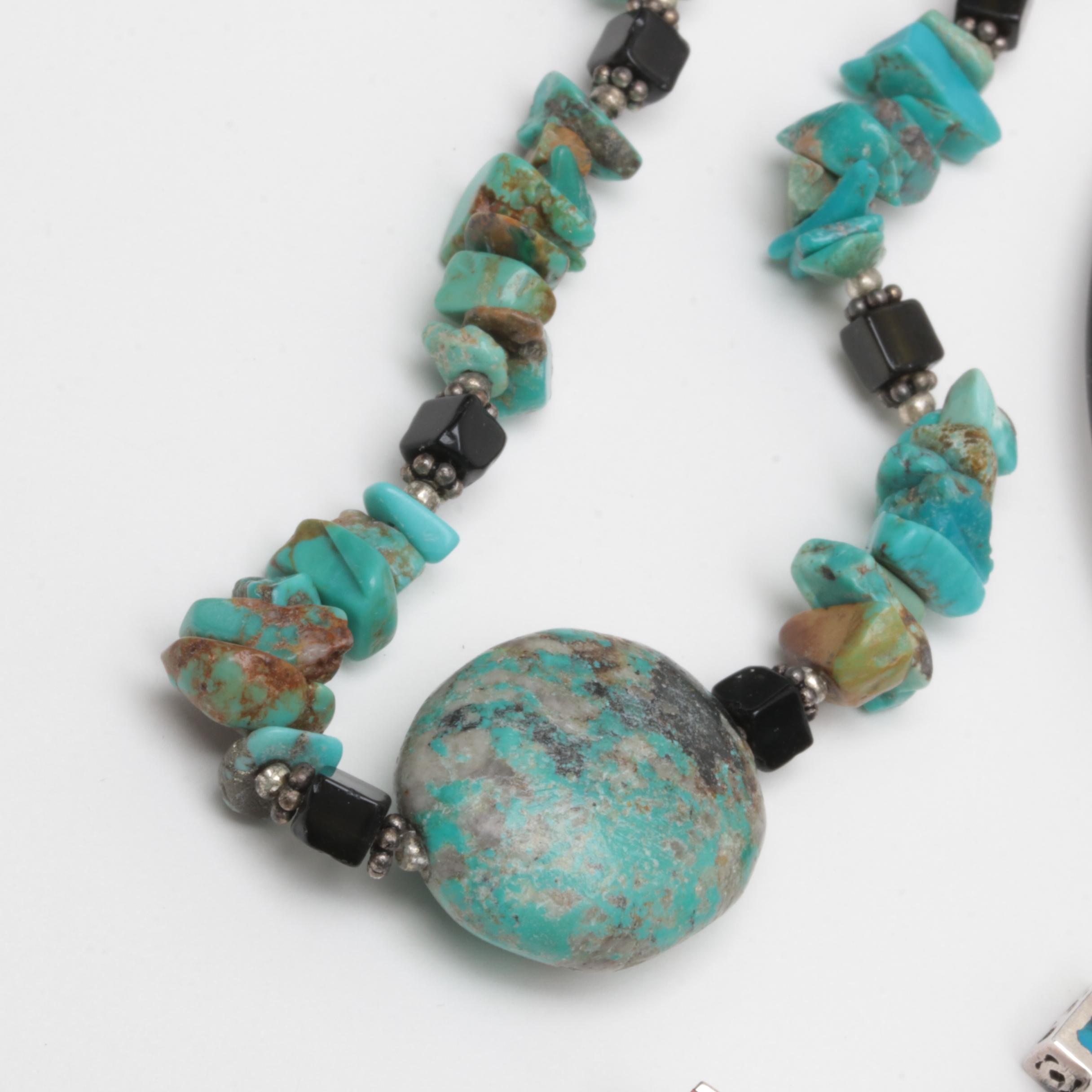 Sterling Silver Necklace and Earring Assortment with Magnesite and Jasper