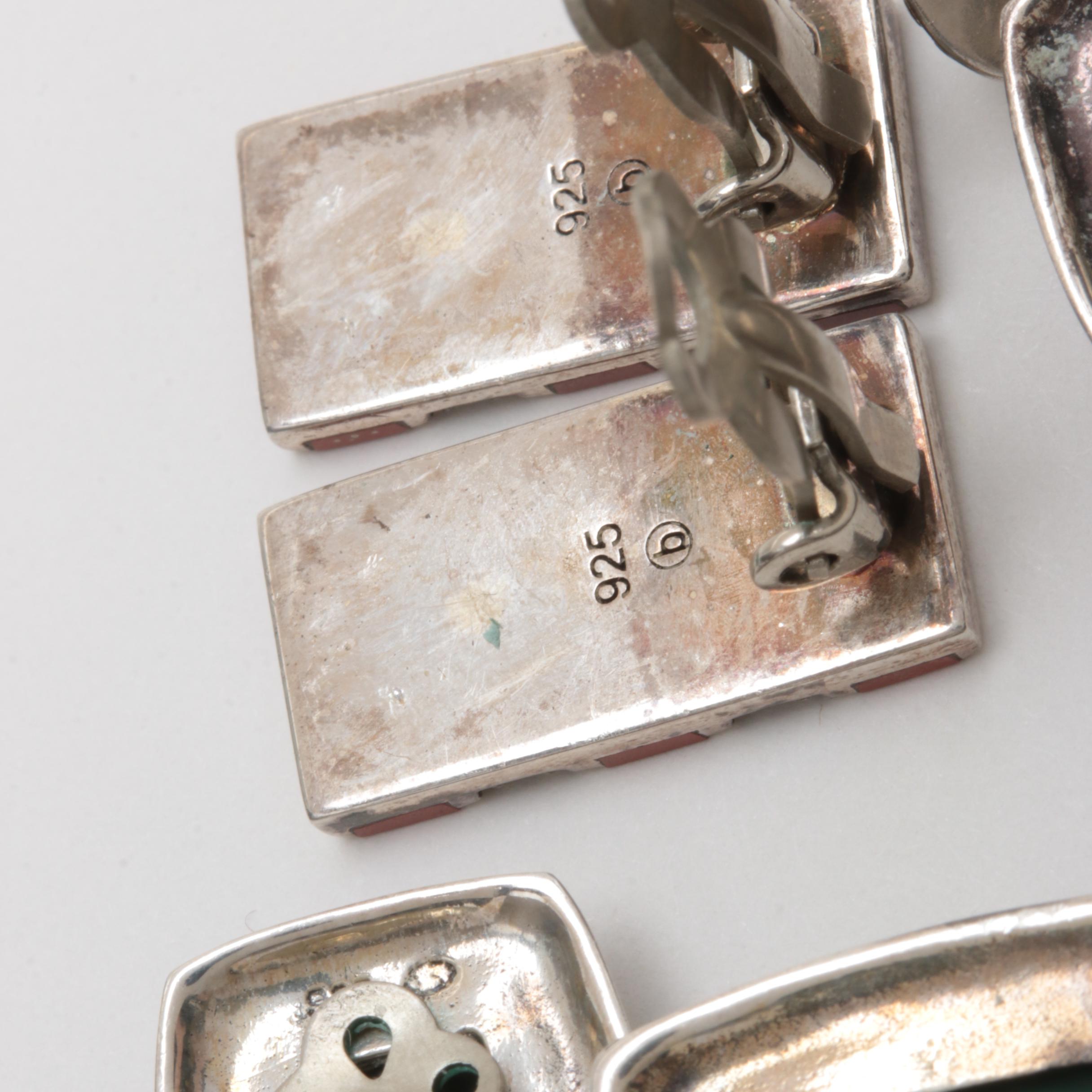 Sterling Silver Necklace and Earring Assortment with Magnesite and Jasper