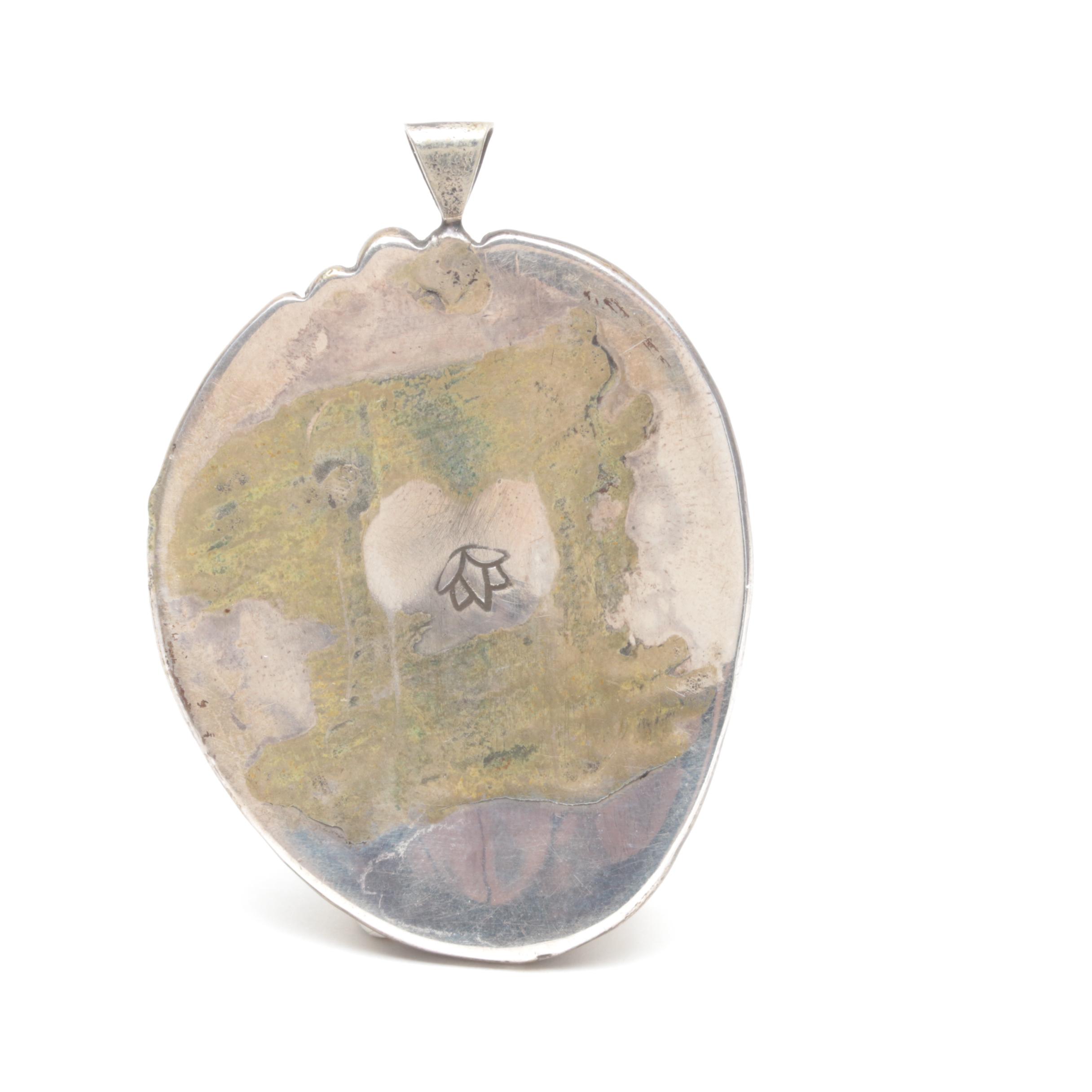 Southwestern Style Sterling Silver Turquoise Pendant