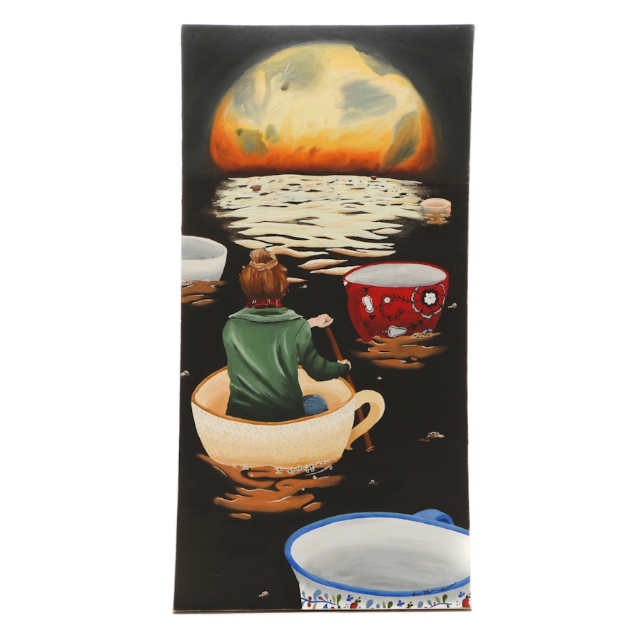 Original Contemporary Oil Painting on Canvas "Coffee Sea"