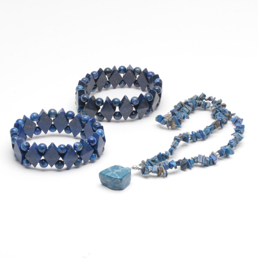 Costume Lapis Lazuli Necklace and Bracelets