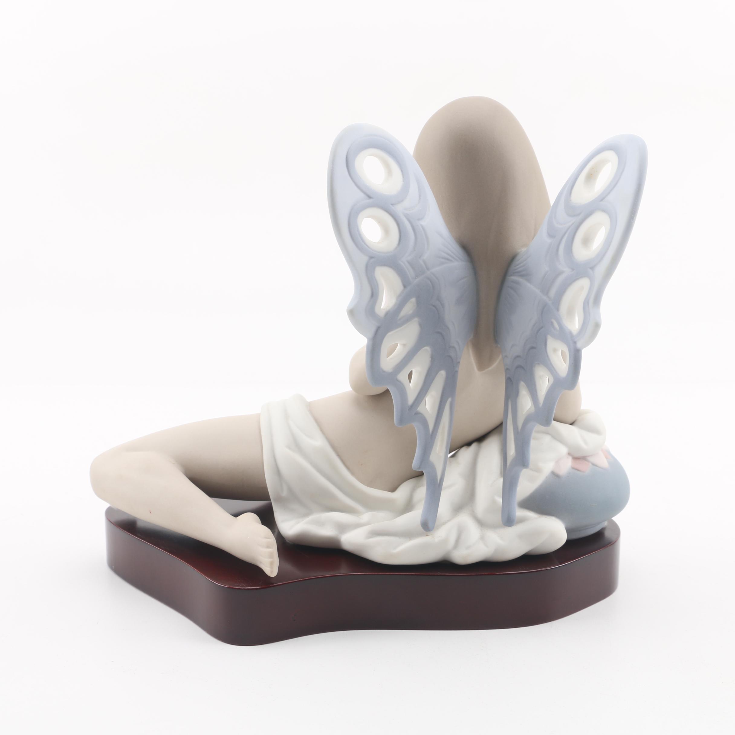 1982 Lladró Signed "Butterfly Girl with Rose" Porcelain Figurine
